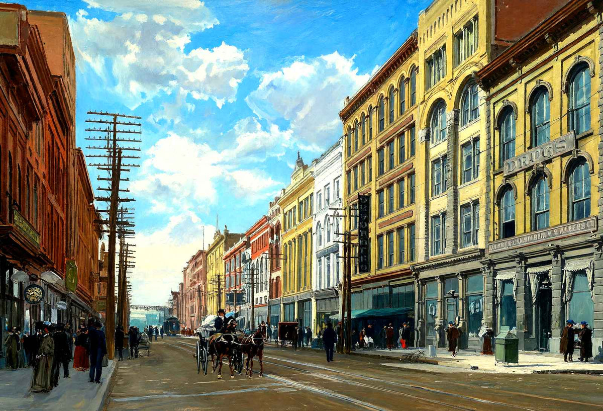 Gay Street, Knoxville, TN in 1907 art print