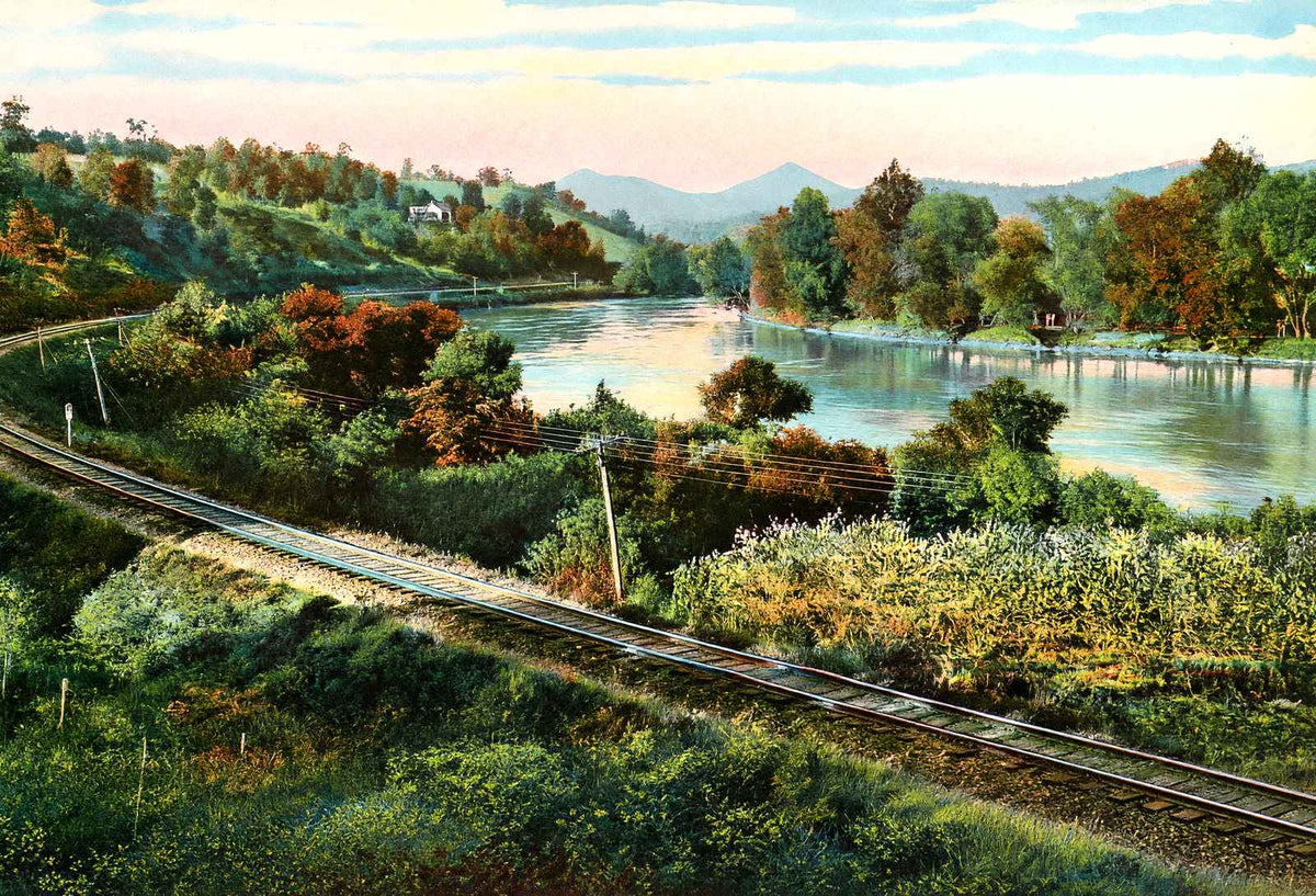 Along the French Broad River, Asheville, NC vintage print