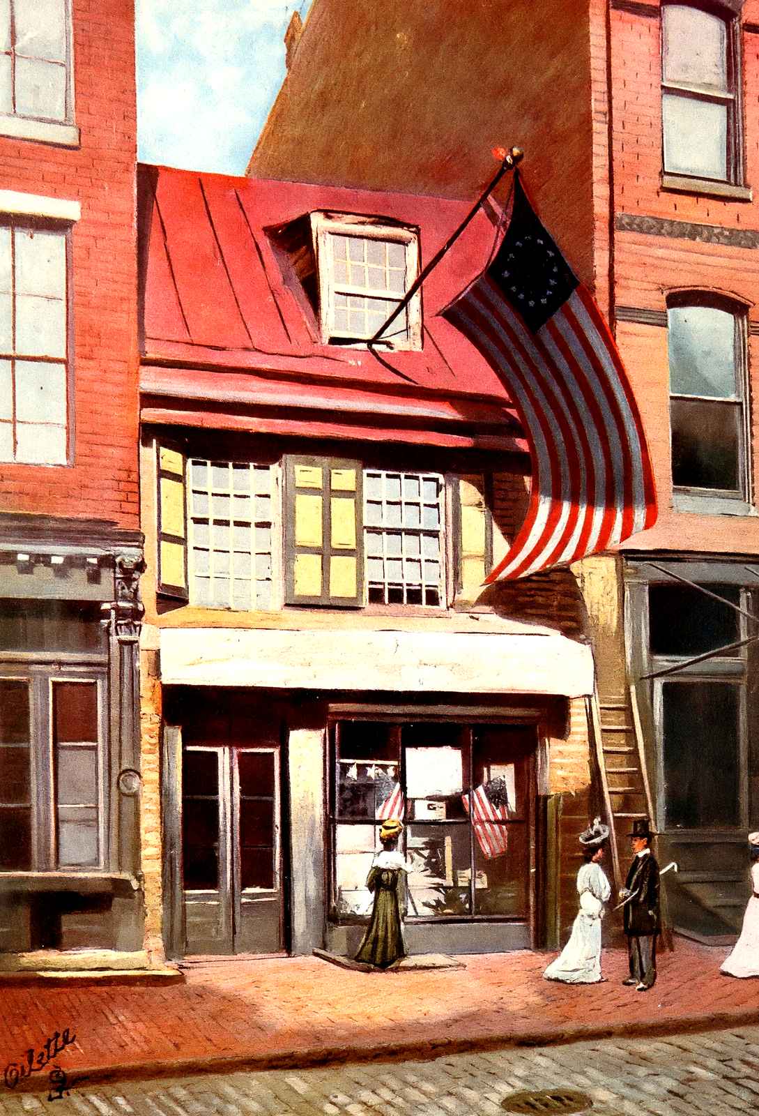 Betsy Ross House, Philadelphia PA in 1906 vintage print