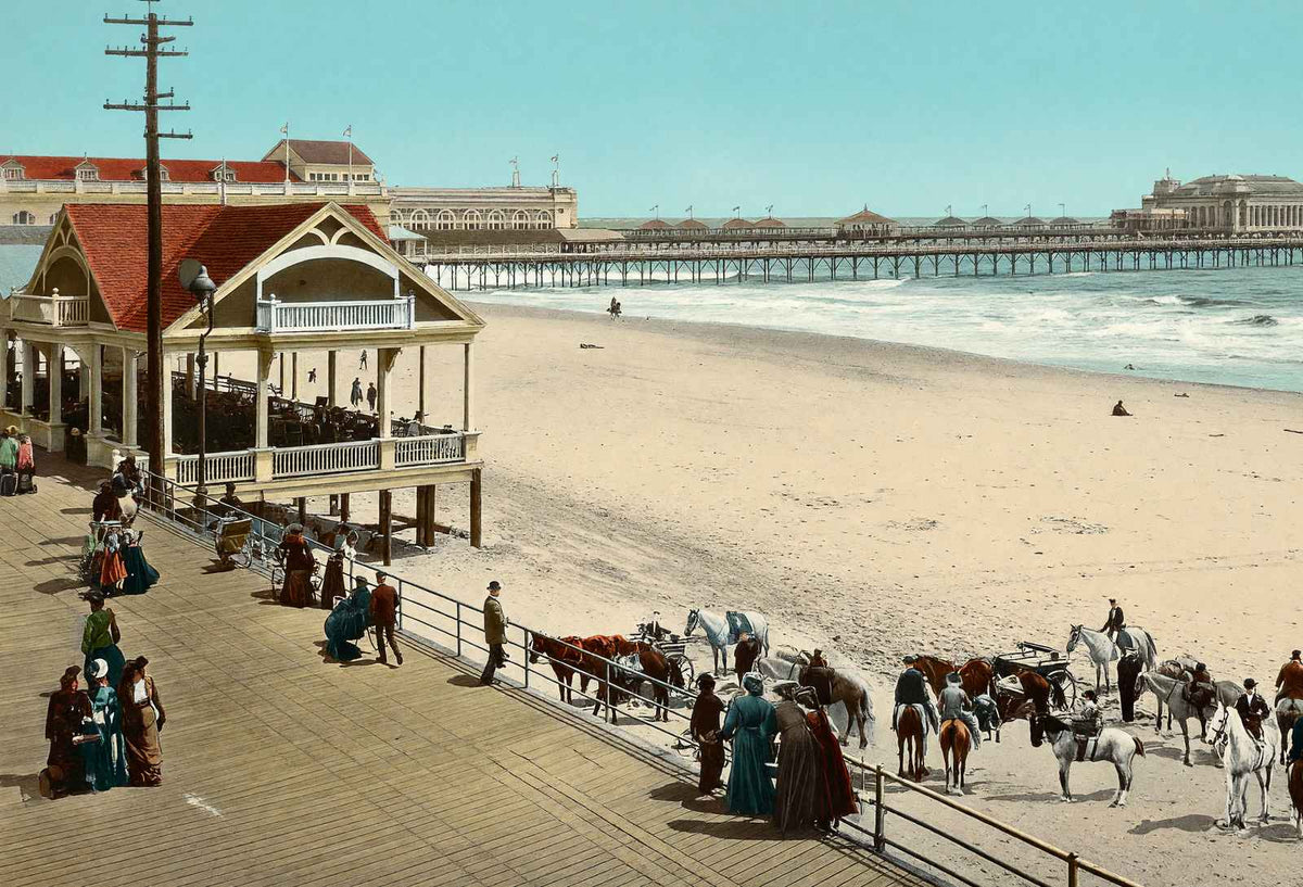 The Beach Atlantic City NJ in 1901 vintage print
