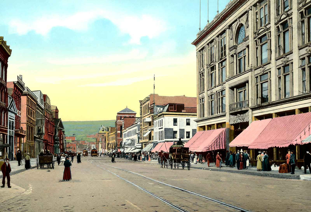 Lackawanna Avenue, Scranton, PA in 1907 vintage print