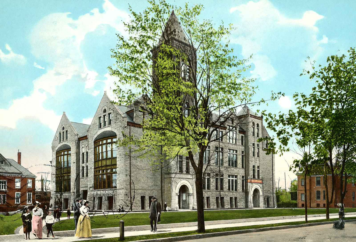 High School, Trenton, NJ in 1905 vintage print