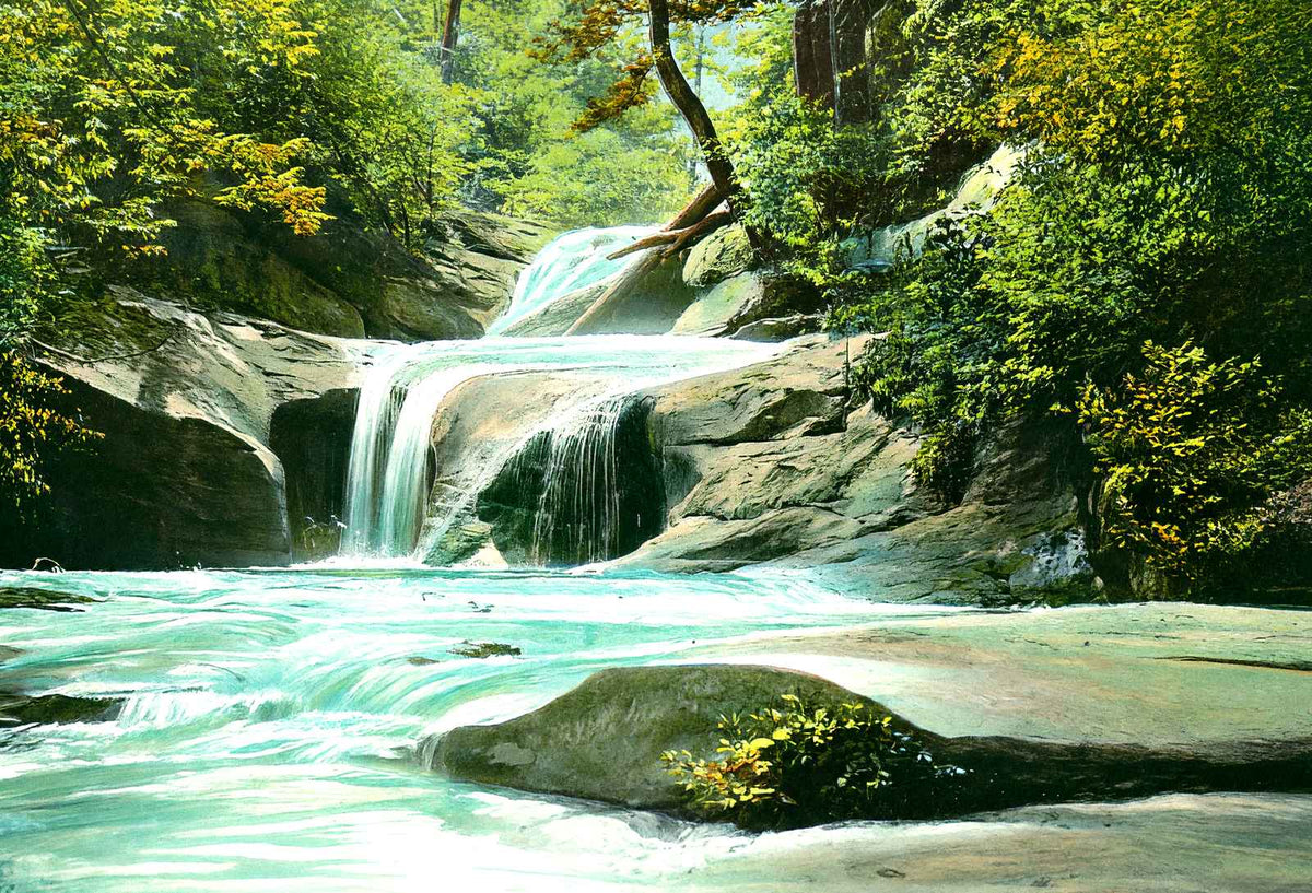 The Pools, Chimney Rock, NC in 1907 vintage print