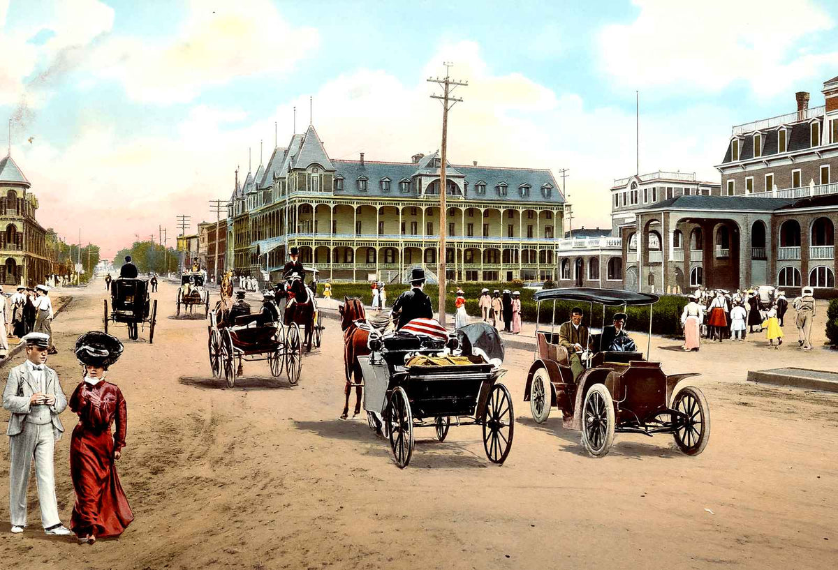 Asbury Avenue, Asbury Park, NJ in 1905 vintage print
