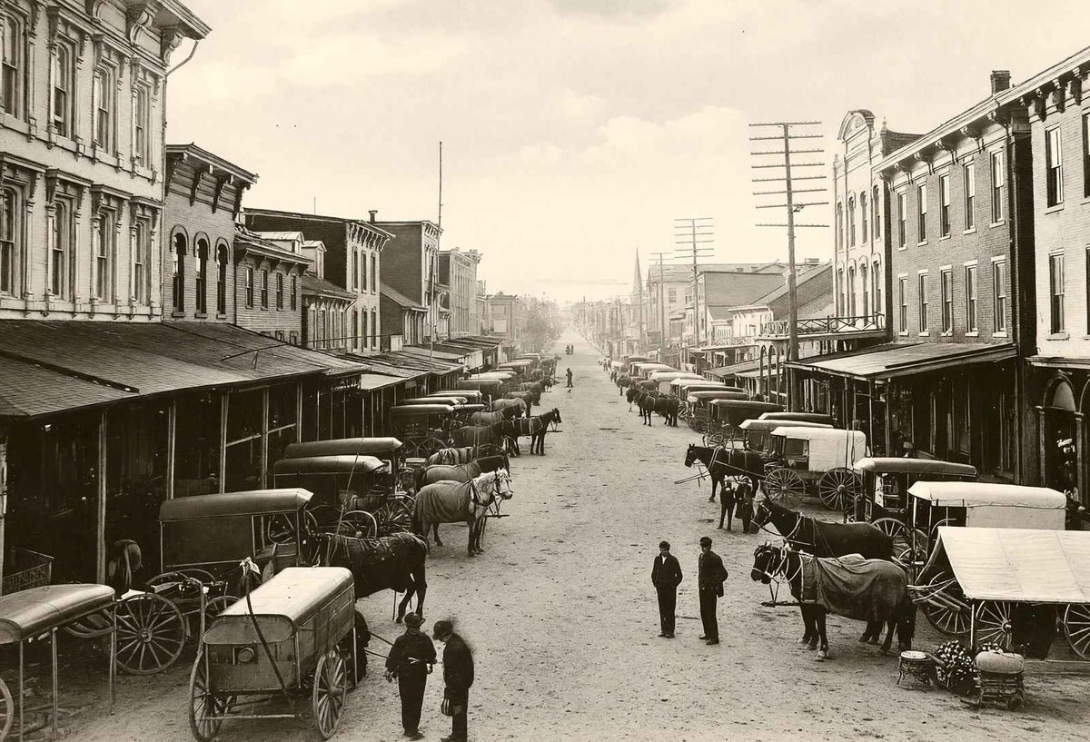 Market Day, Sunbury, PA in 1905 vintage print