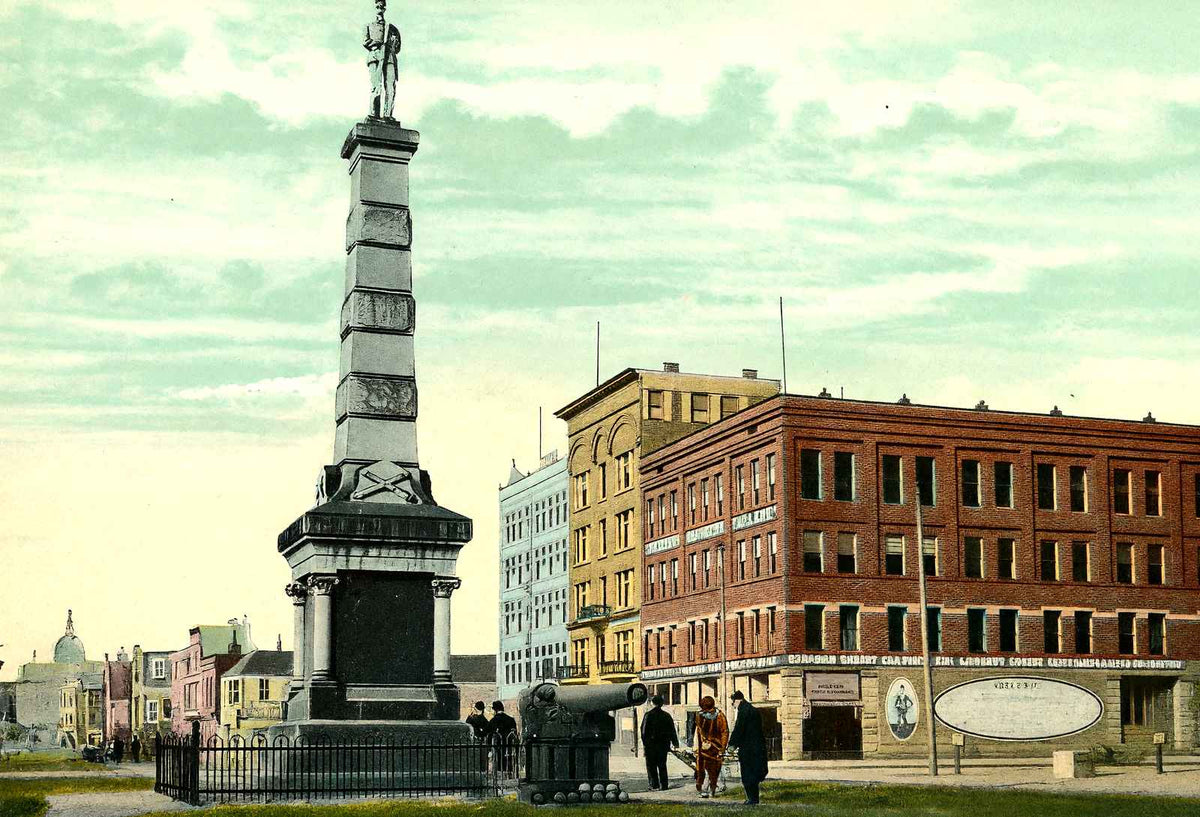 Soldiers Monument, New Castle PA in 1906 vintage print