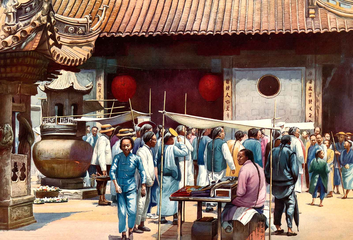 Buddhist Temple, Old City, Shanghai vintage print
