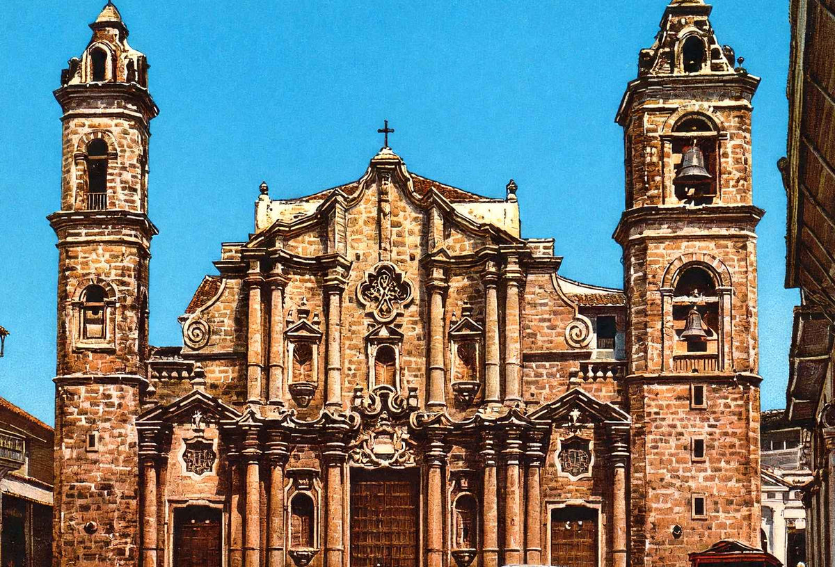 The Cathedral, Havana, Cuba in 1913 vintage print