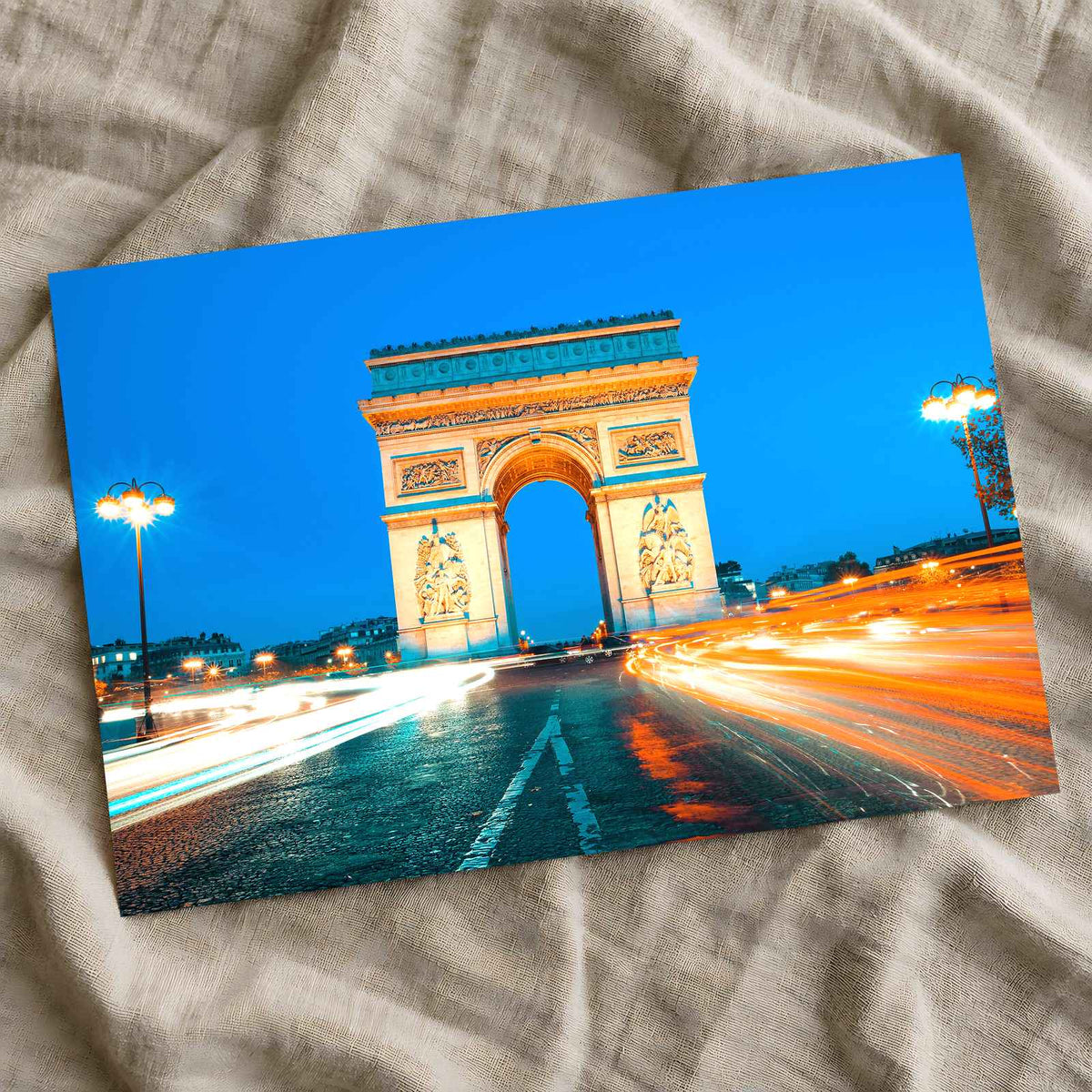 Famous Arc De Triomphe by Night, Paris France Photo Print Wall Decor
