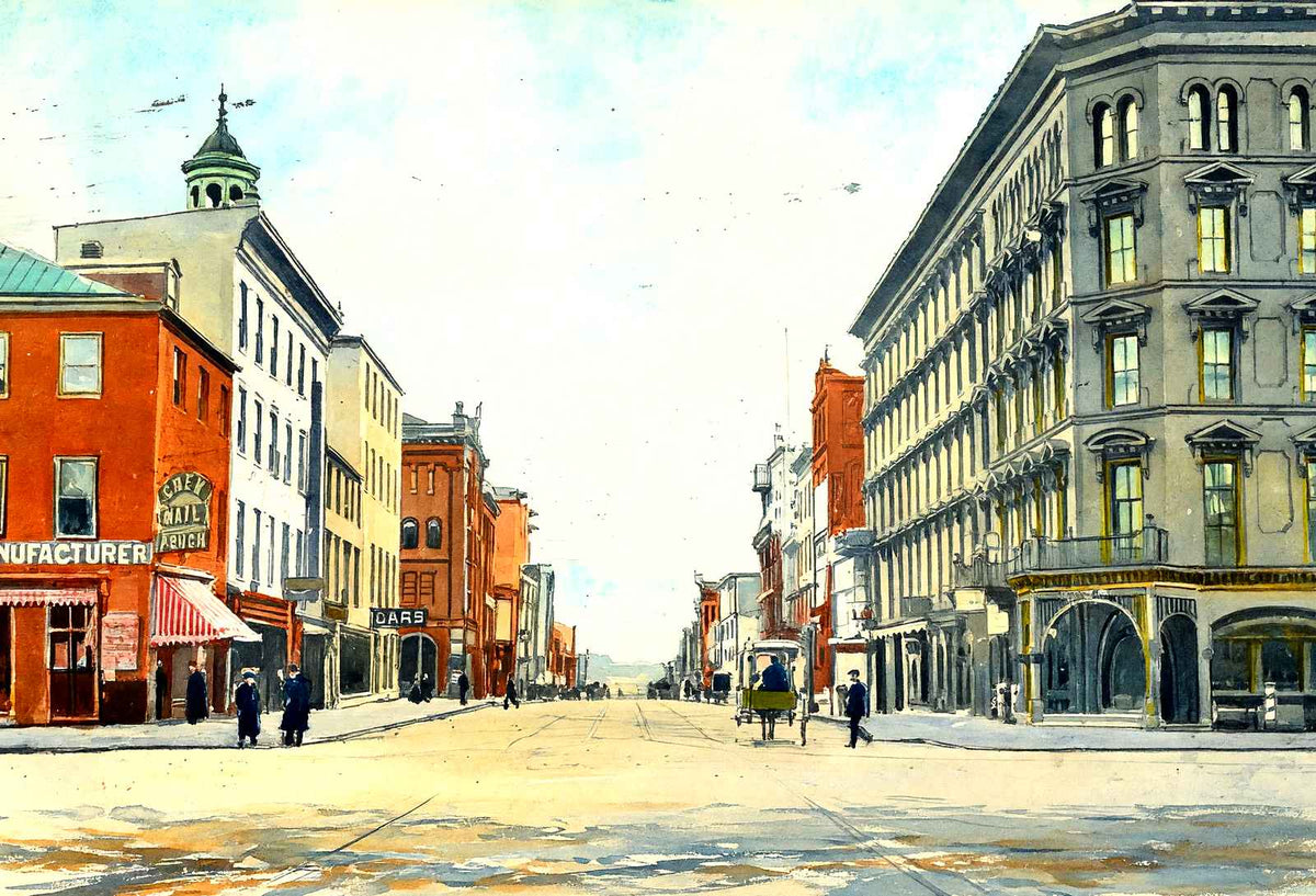 Harrisburg PA Market Street in 1907 art print