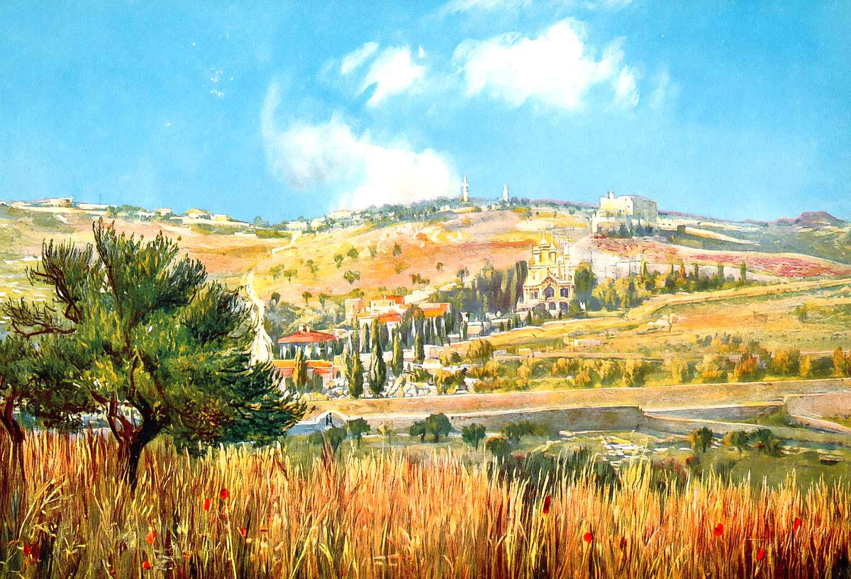 Mount of Olives, Jerusalem in 1928 vintage print