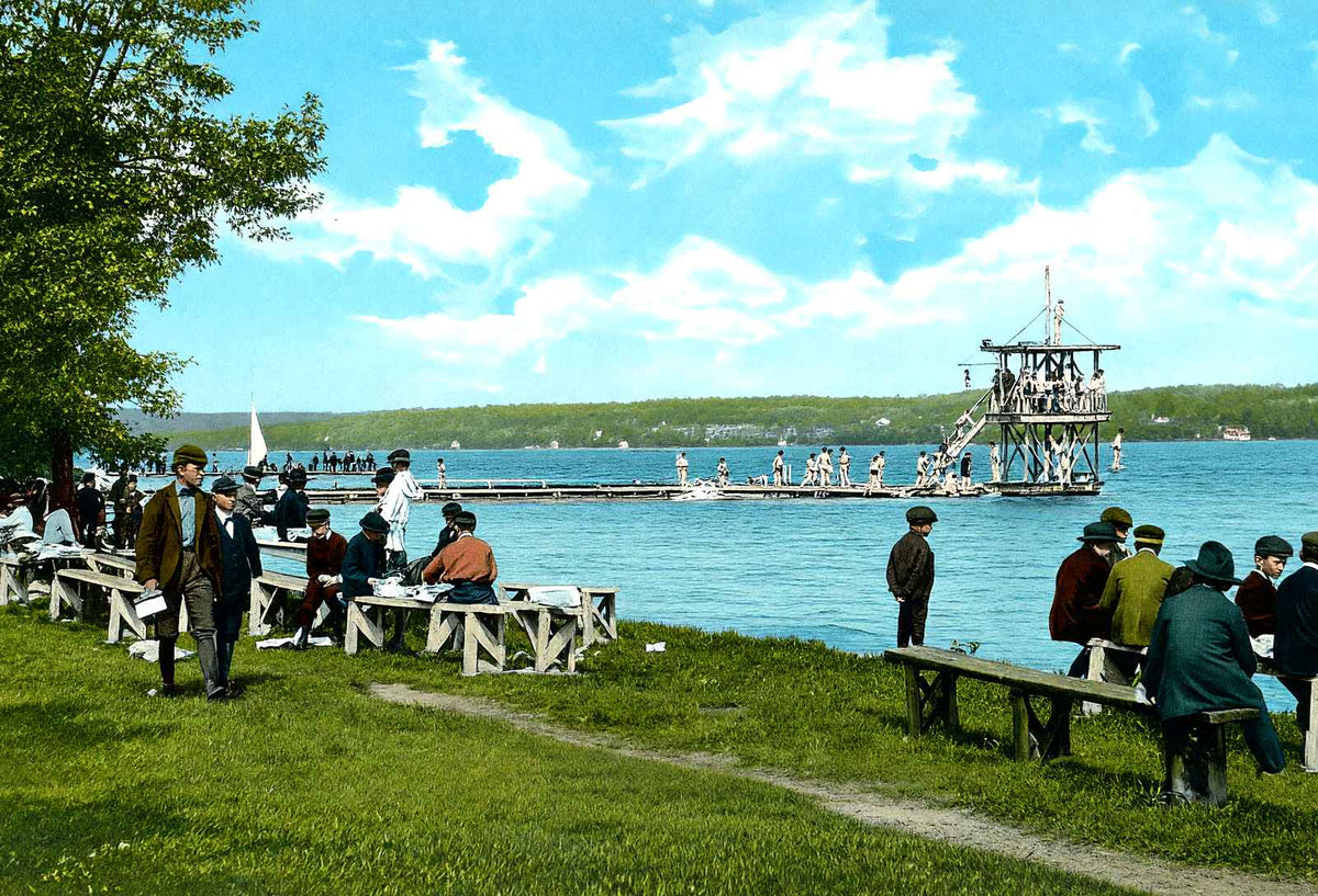 Waukesha Beach, WI in 1906 vintage print
