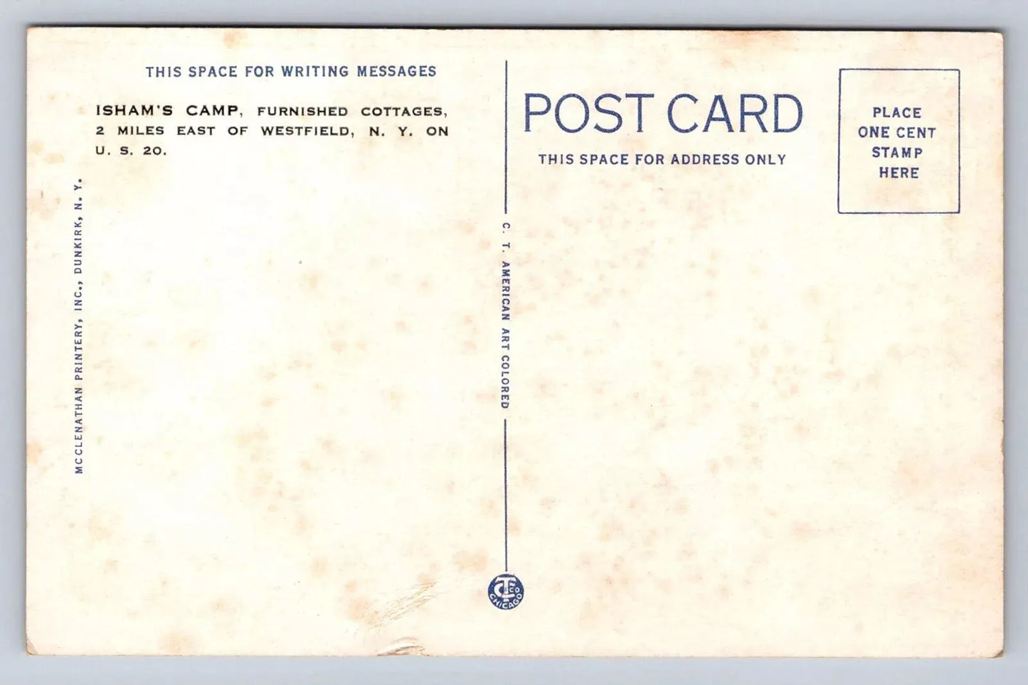 Sunset on Lake Erie - Isham's Camp, East of Westfield, N.Y. Vintage Postcard