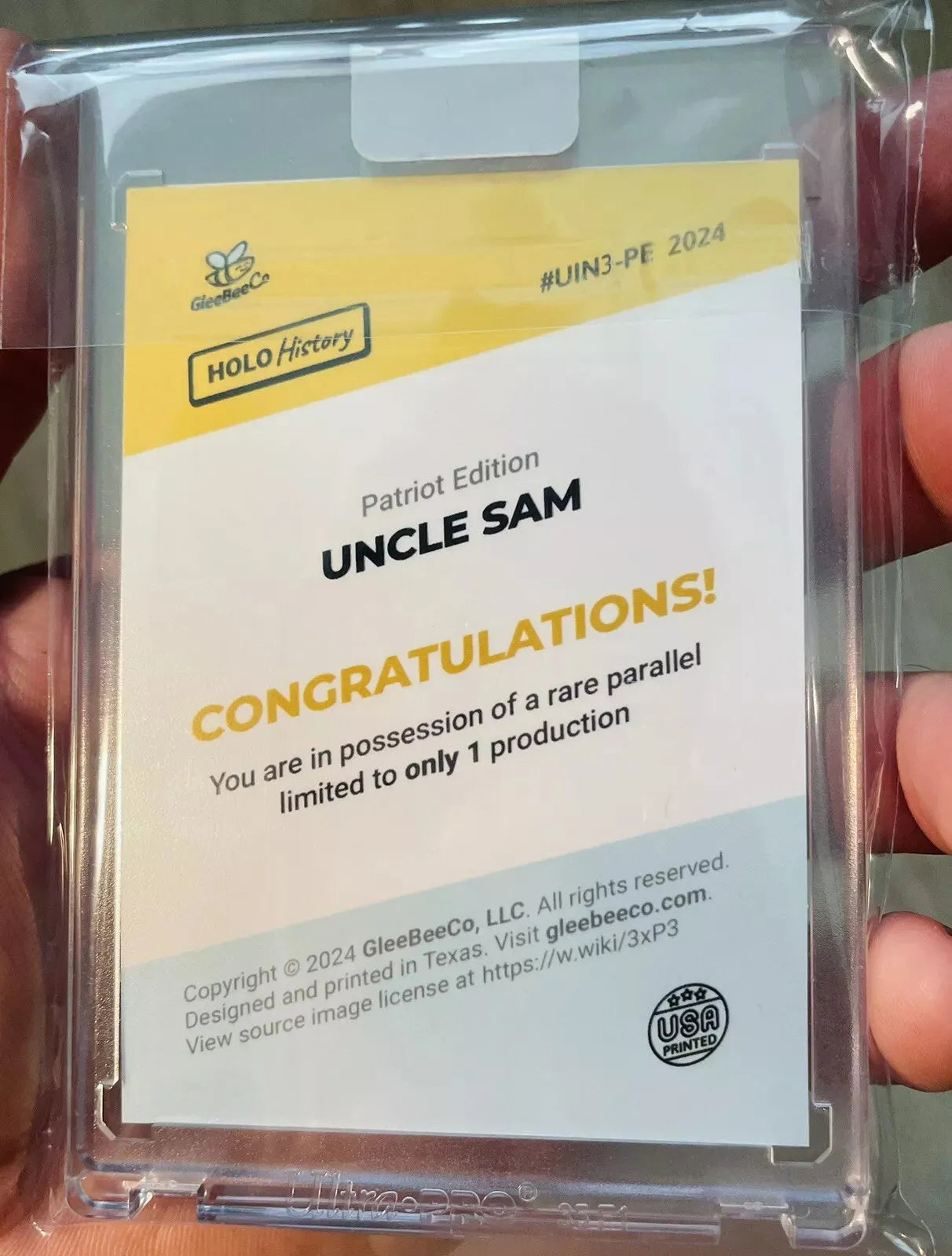 Best UNCLE SAM Card *Ever* Printed and There's Only One - 1/1 GleeBeeCo Holo Sig