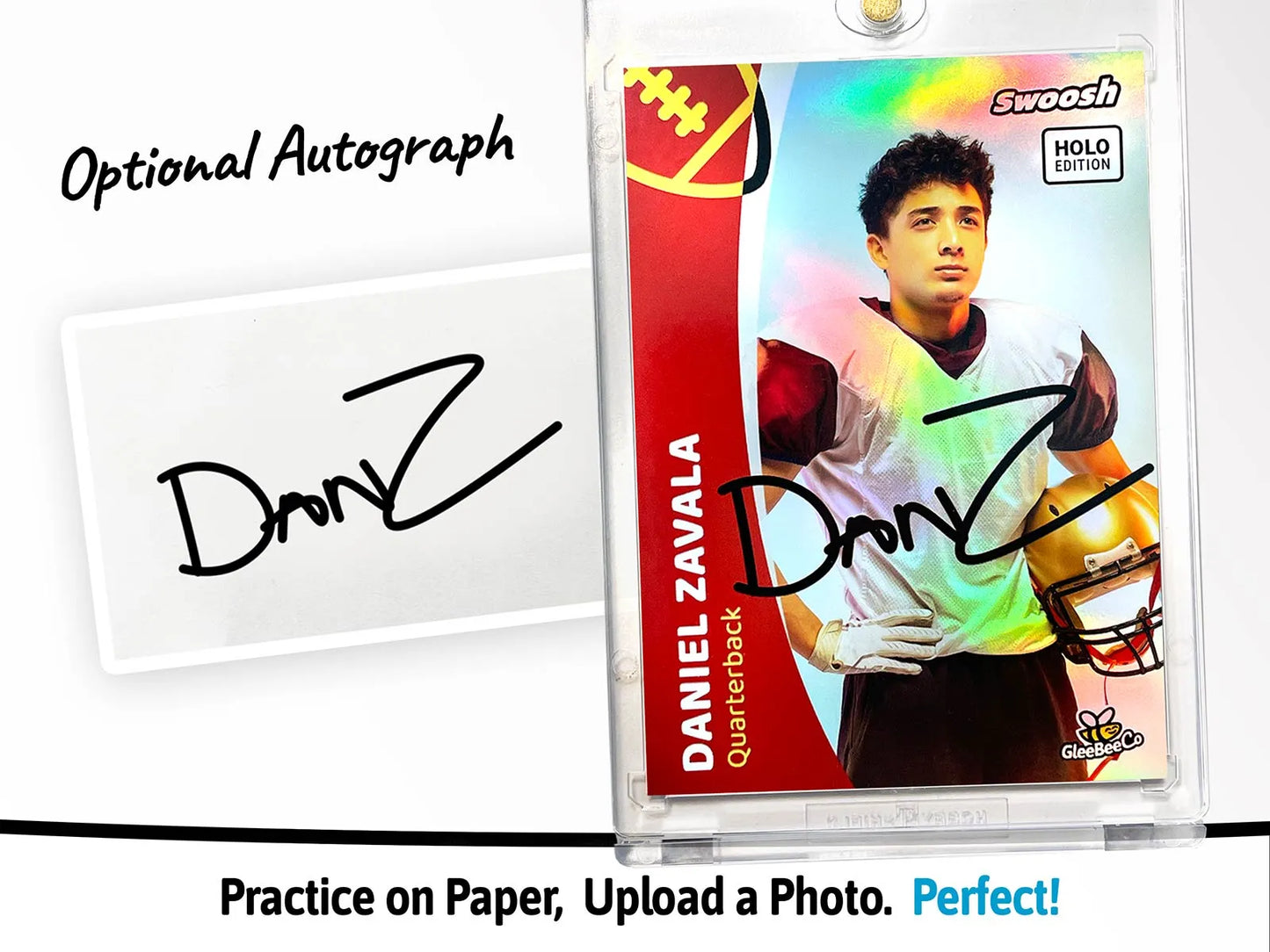 Swoosh "Make Your Own" Sports Card for Kids (Holographic Card) - Your Photo, Your Name - Gift for Dads & Kids