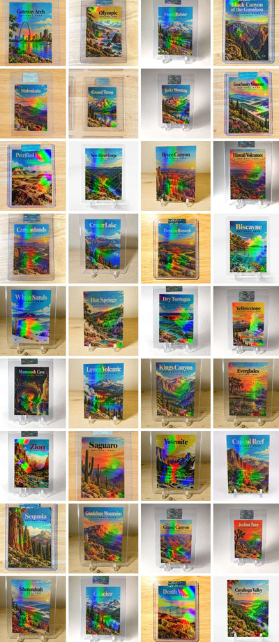 Set of 1/1 National Park "Retro Poster" Trading Cards Released