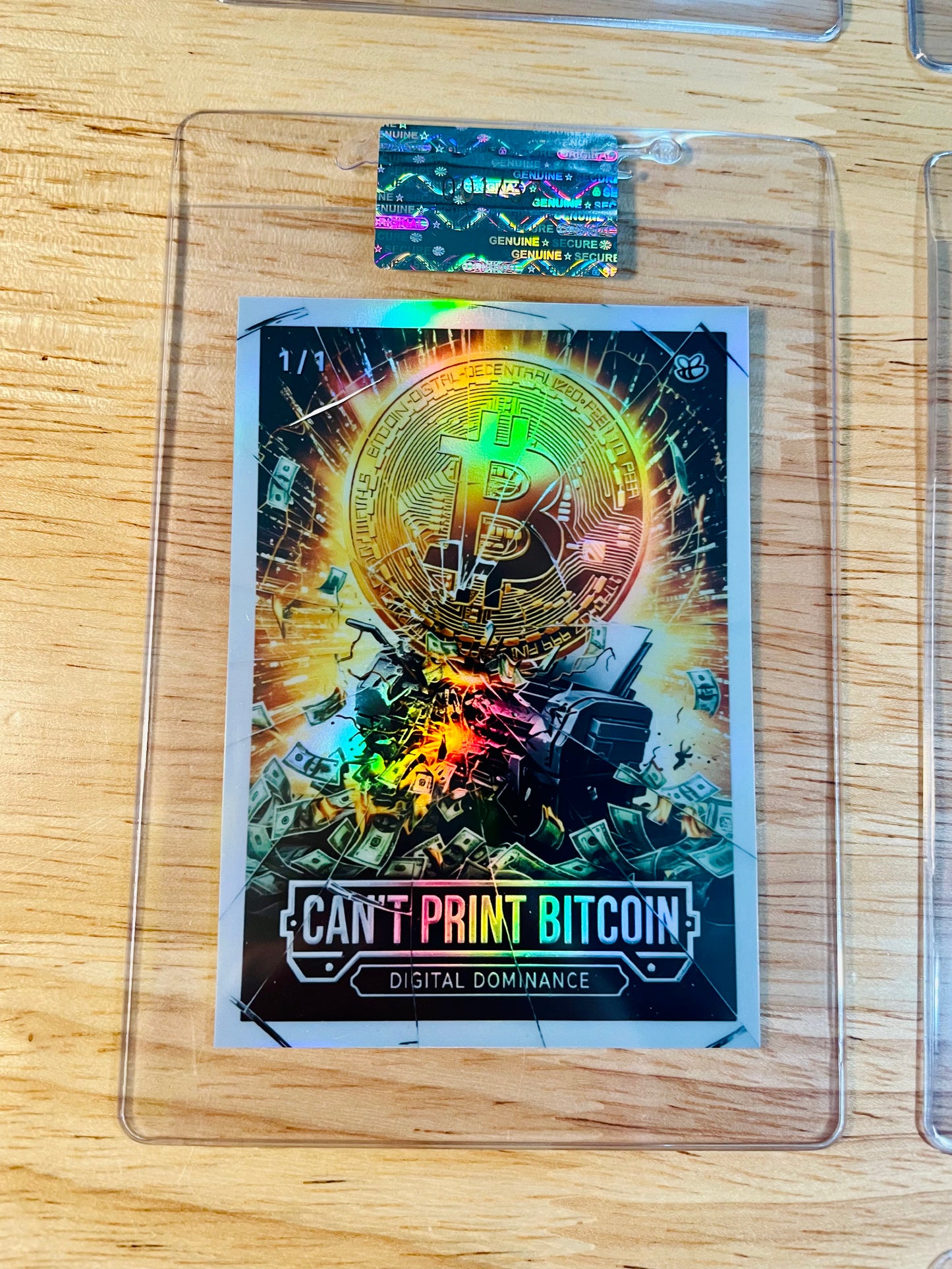 1/1 BITCOIN Card "Can't Print Bitcoin" Broken Glass 2026 GleeBeeCo Holo #BTCP-1