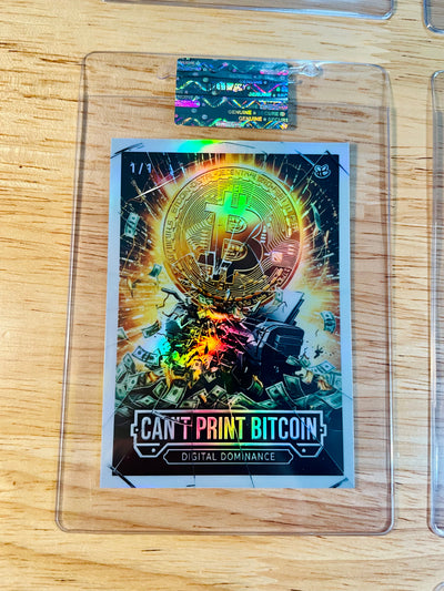 1/1 BITCOIN Card "Can't Print Bitcoin" Broken Glass 2026 GleeBeeCo Holo #BTCP-1