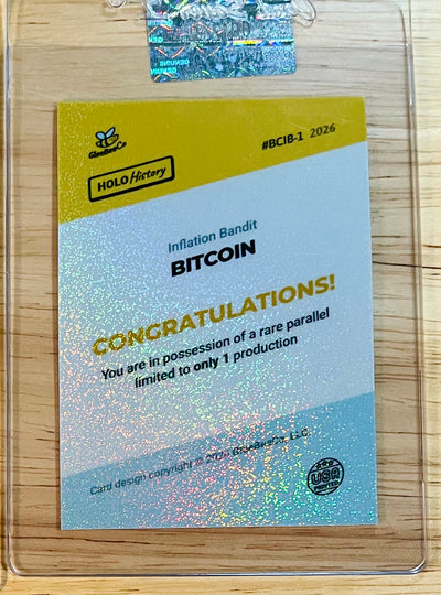 1/1 BITCOIN Card - Inflation Bandit Comic - 2026 GleeBeeCo Holo Pixels #BCIB-1