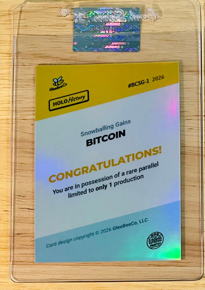 1/1 BITCOIN Card - Snowballing Gains Retro Comic - 2026 GleeBeeCo Holo #BCSG-1