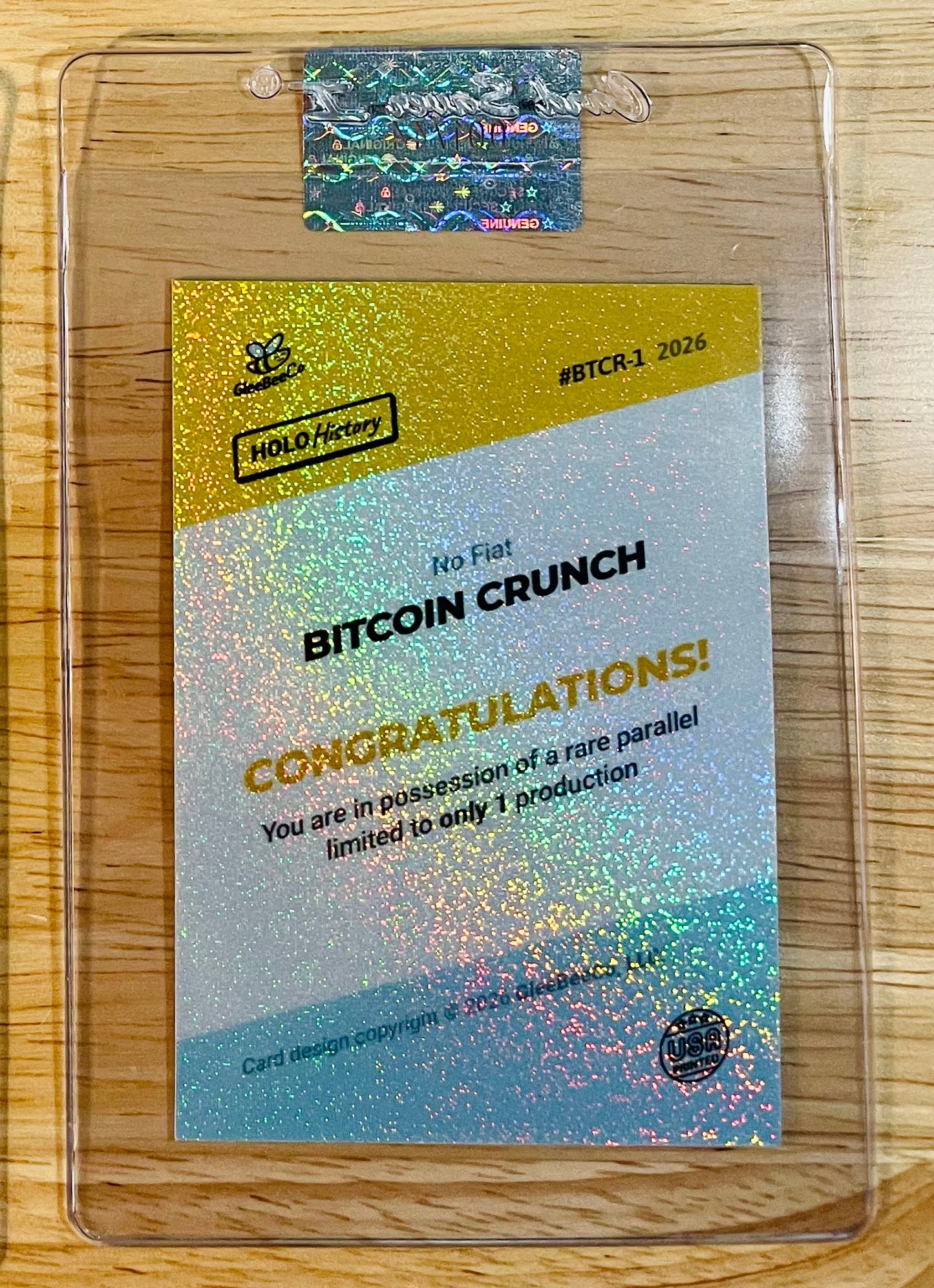 2026 GleeBeeCo BITCOIN Crunch Cereal Box Card #BTCR-1 Holo Pixels 1/1