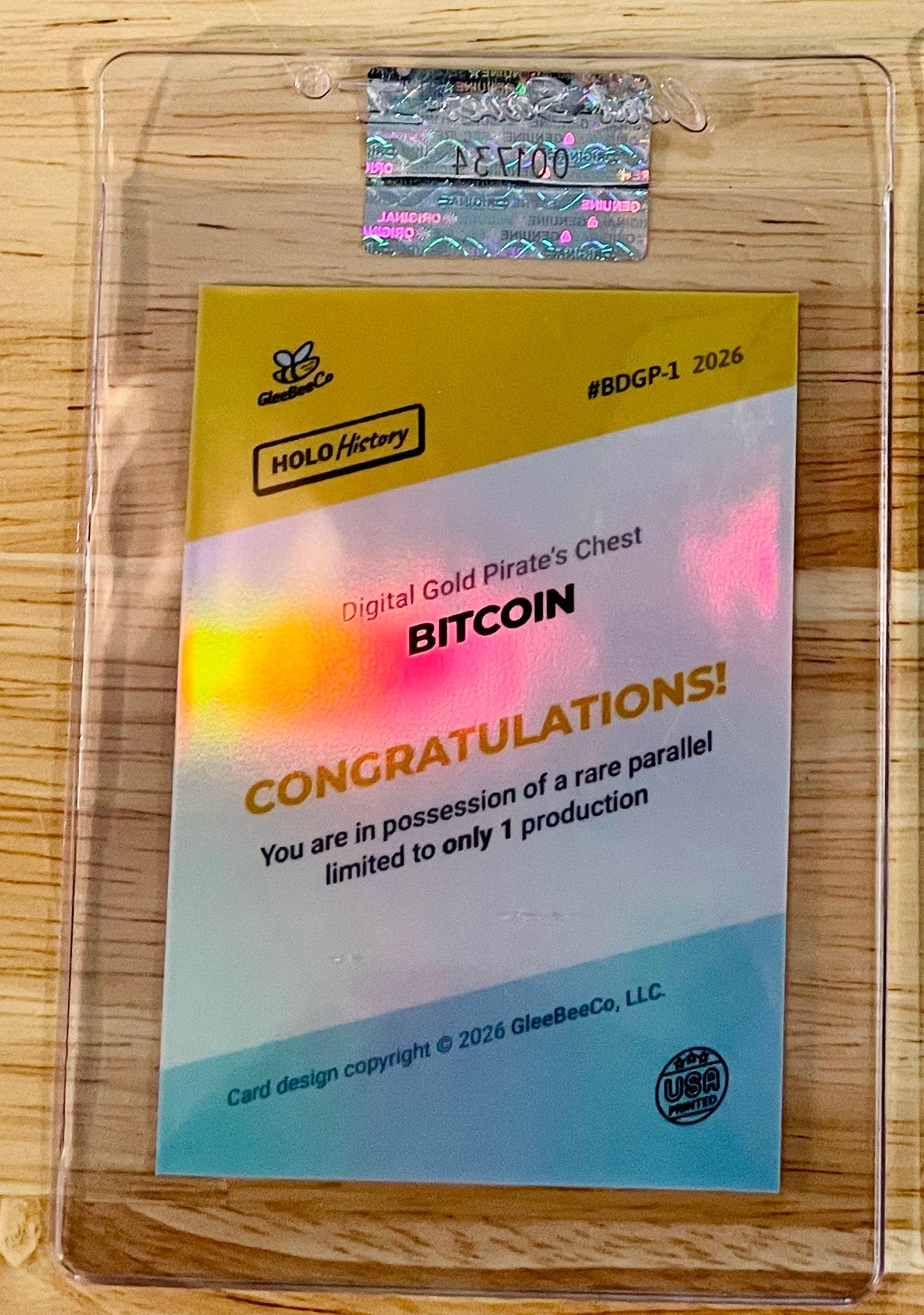2026 GleeBeeCo BITCOIN Digital Gold Pirate's Chest Holographic Card 1/1
