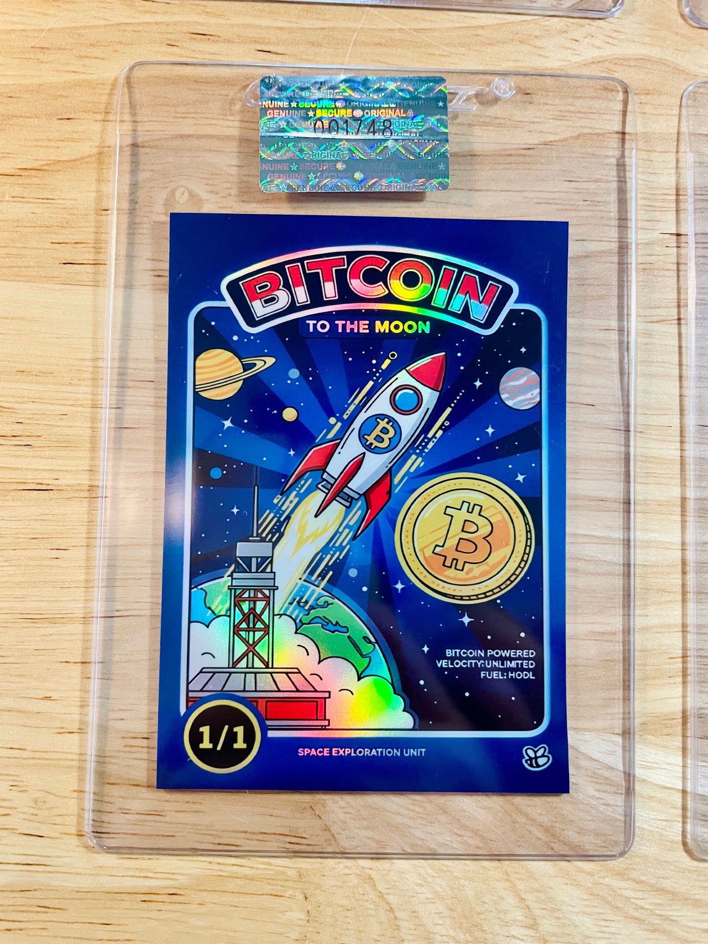 2026 GleeBeeCo BITCOIN To the Moon Rocket Cartoon Holographic Card 1/1