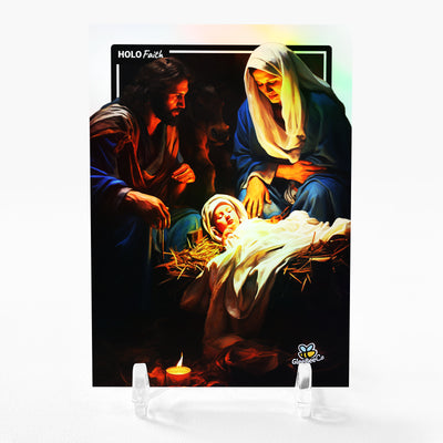 LYING IN THE MANGER Jesus The Nativity Card 2023 GleeBeeCo Holographic #LJSC