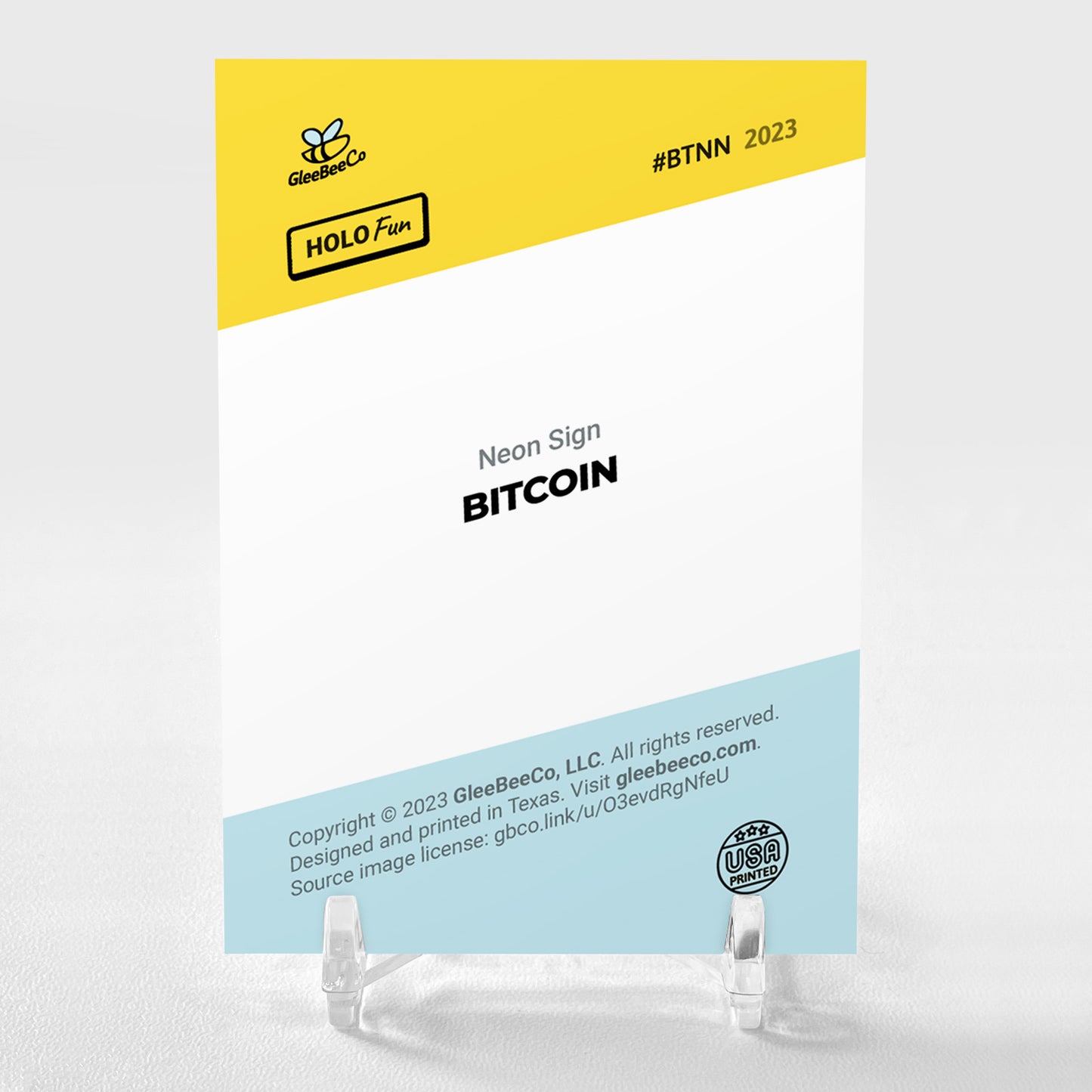 BITCOIN Art Card 2023 GleeBeeCo Holo Fun Neon Sign #BTNN