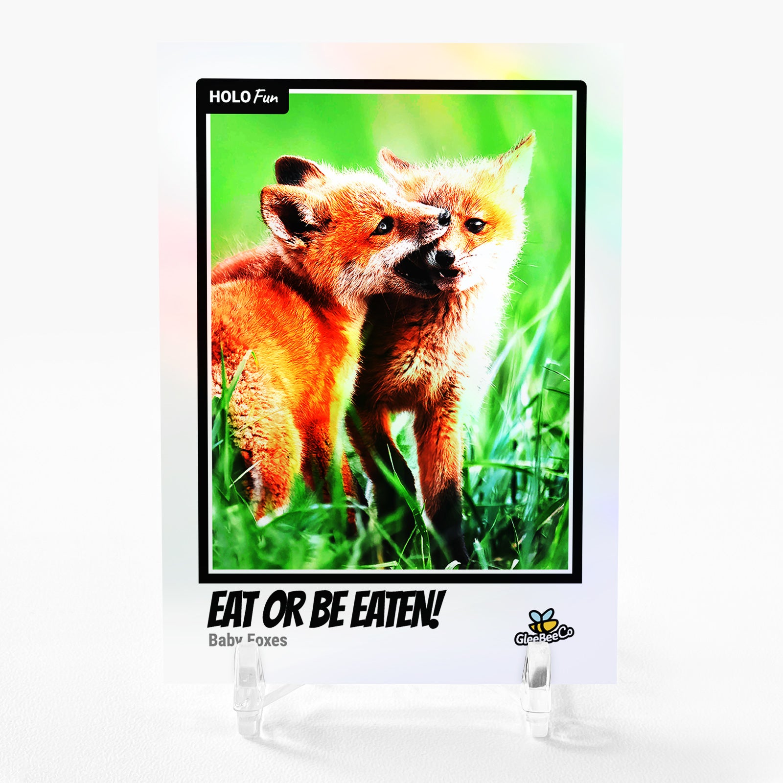 EAT OR BE EATEN! Photo Trading Card 2023 GleeBeeCo Holo Fun Baby Foxes #RBBB