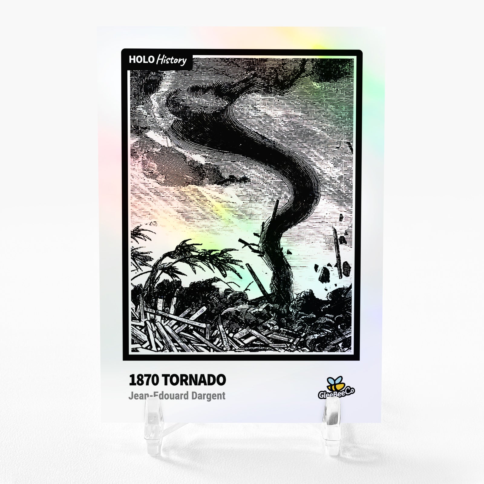 1870 TORNADO ILLUSTRATION Holographic Card 2023 GleeBeeCo Holo History #168C
