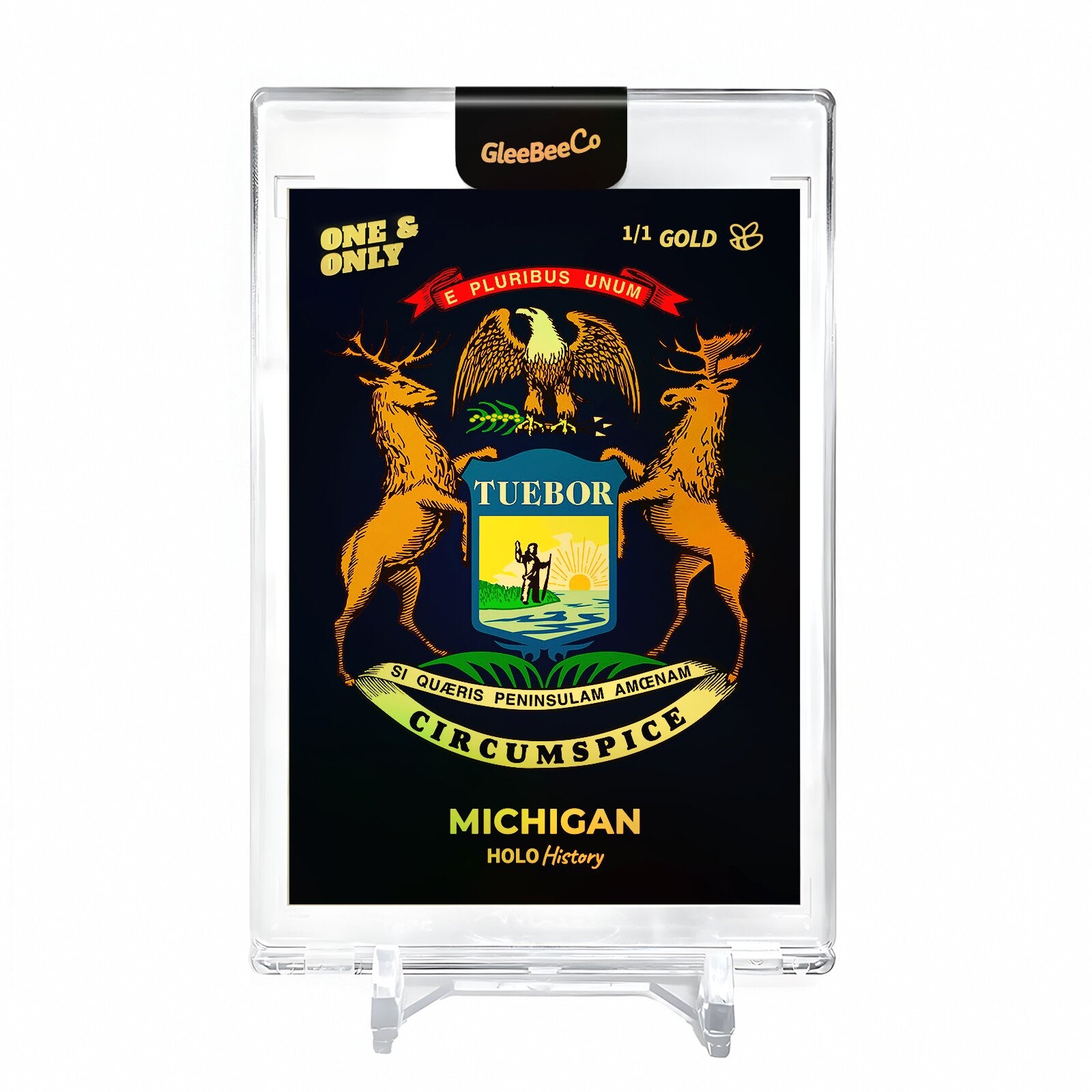 FLAG OF MICHIGAN U.S. State Flags Holo Gold Card 2023 GleeBeeCo #5695-G 1/1