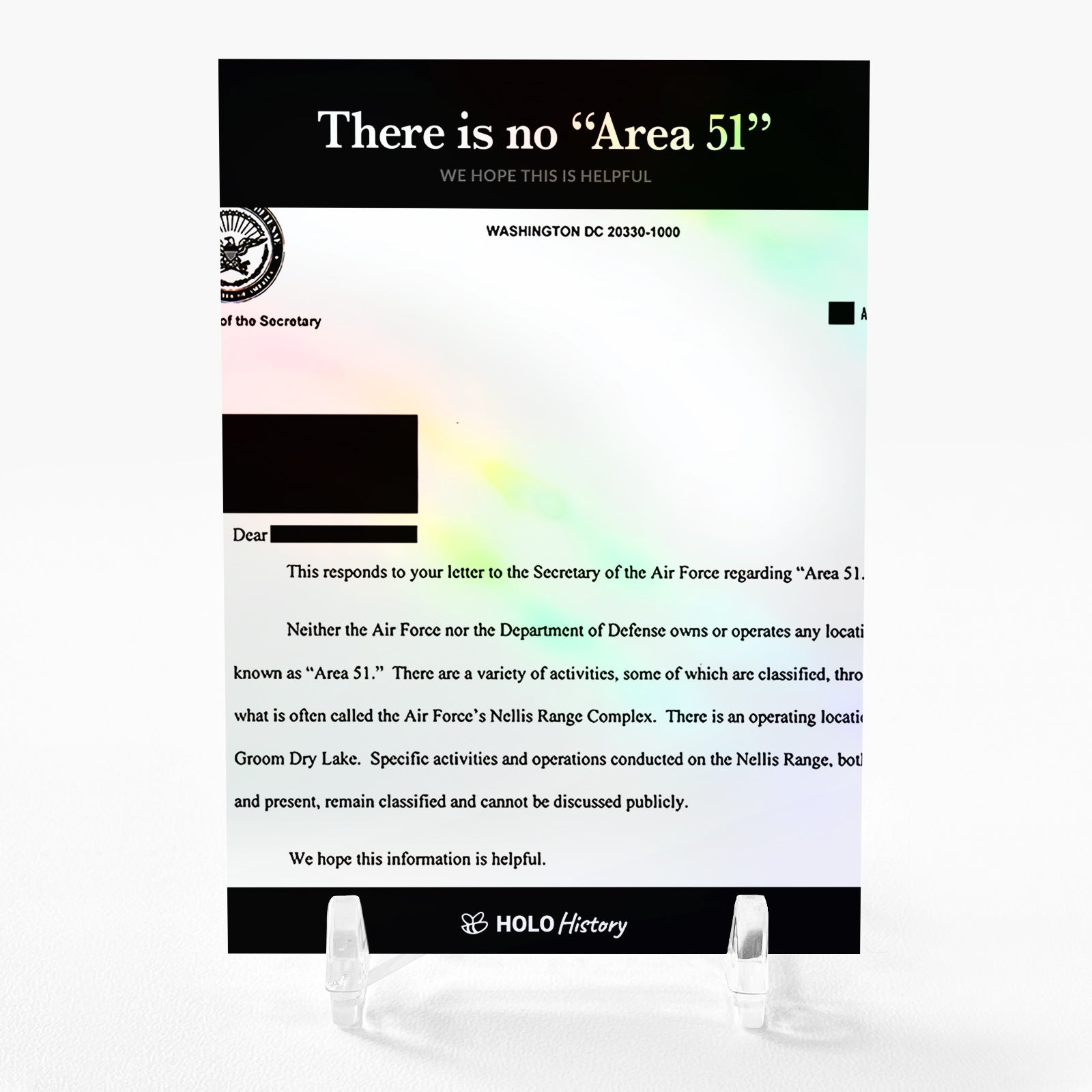 THERE IS NO AREA 51 Holographic Card 2024 GleeBeeCo Holo History #THWH