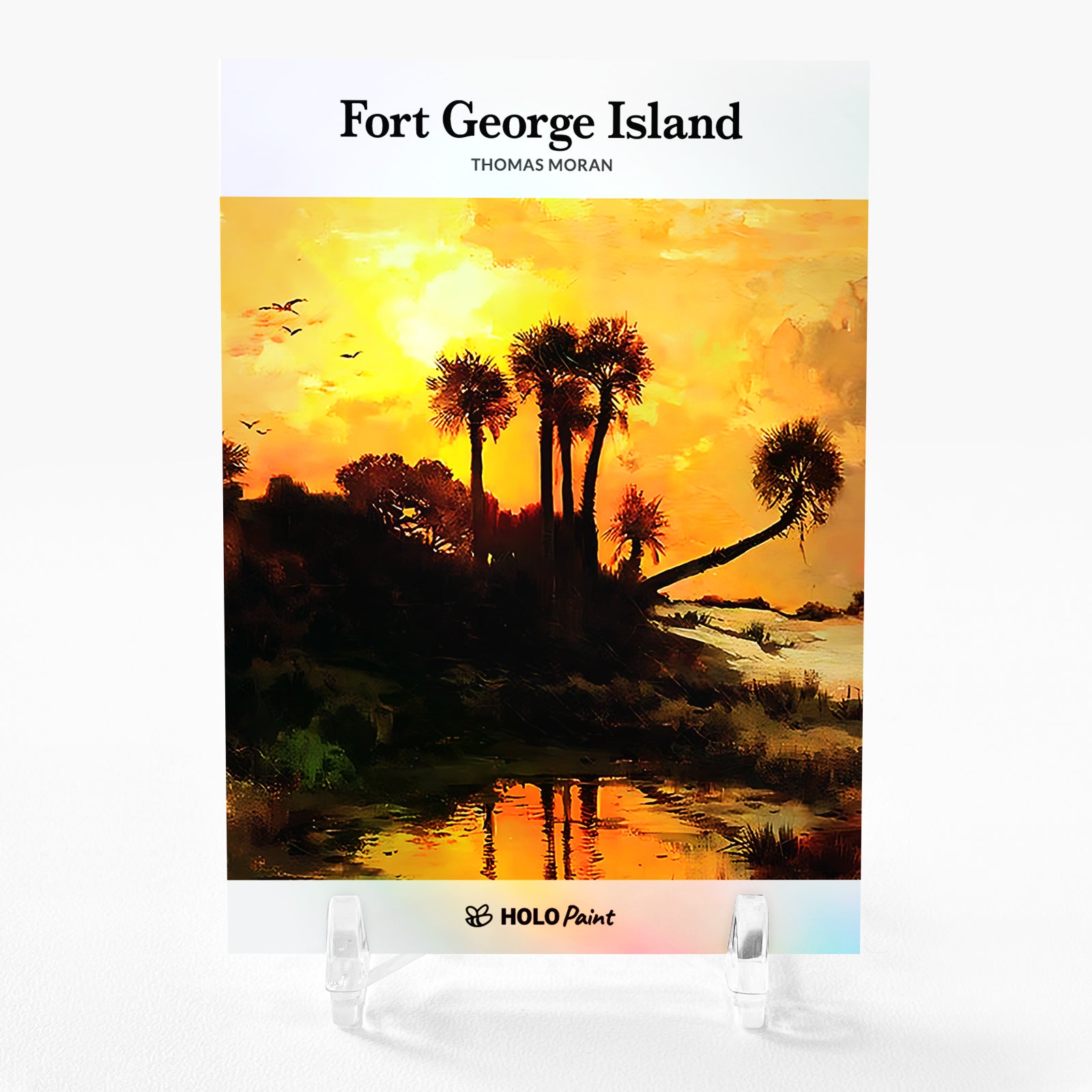 FORT GEORGE ISLAND (Thomas Moran) Painting Card 2024 GleeBeeCo Holographic #FRTH
