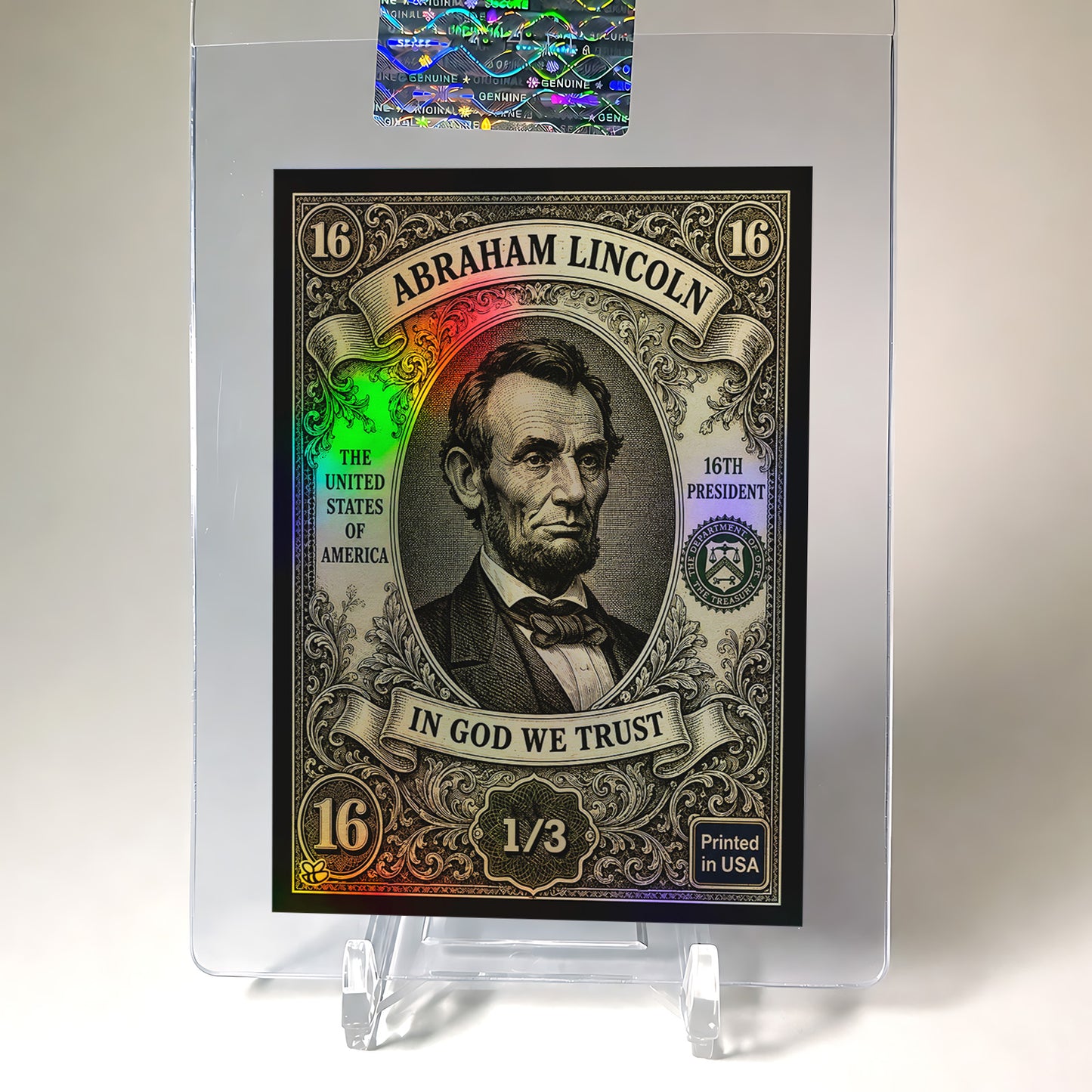 Abraham Lincoln Card "$16 Bill" 2026 GleeBeeCo Holo Assets BLACK /3