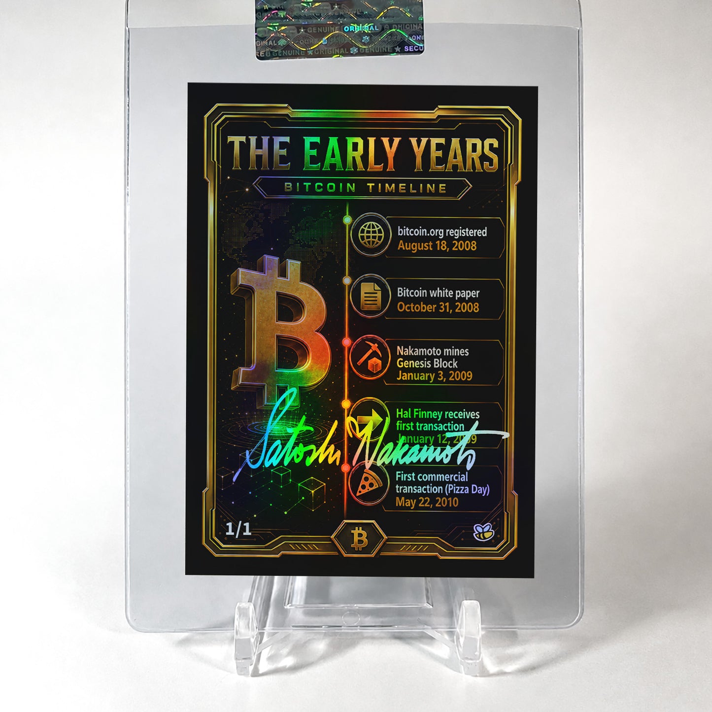 1/1 BITCOIN Card The Early Years 2026 GleeBeeCo Holo Assets Satoshi "Signature"
