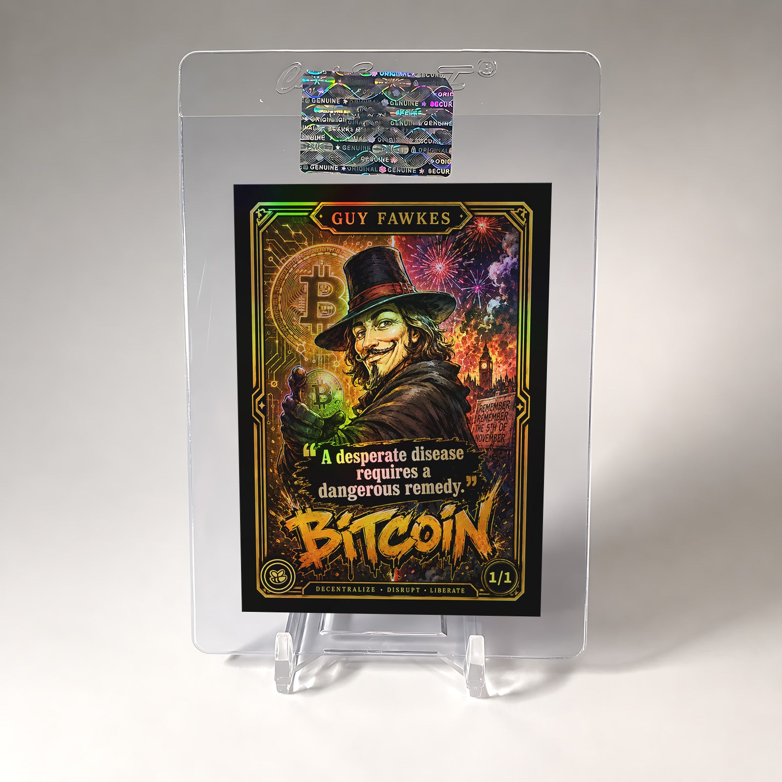 Guy Fawkes Bitcoin Card Dangerous Remedy 2026 GleeBeeCo Auto 1/1