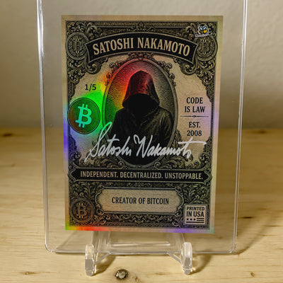 Satoshi Nakamoto Bitcoin Card "Bank Note" GleeBeeCo Holo Assets "Signature" /5