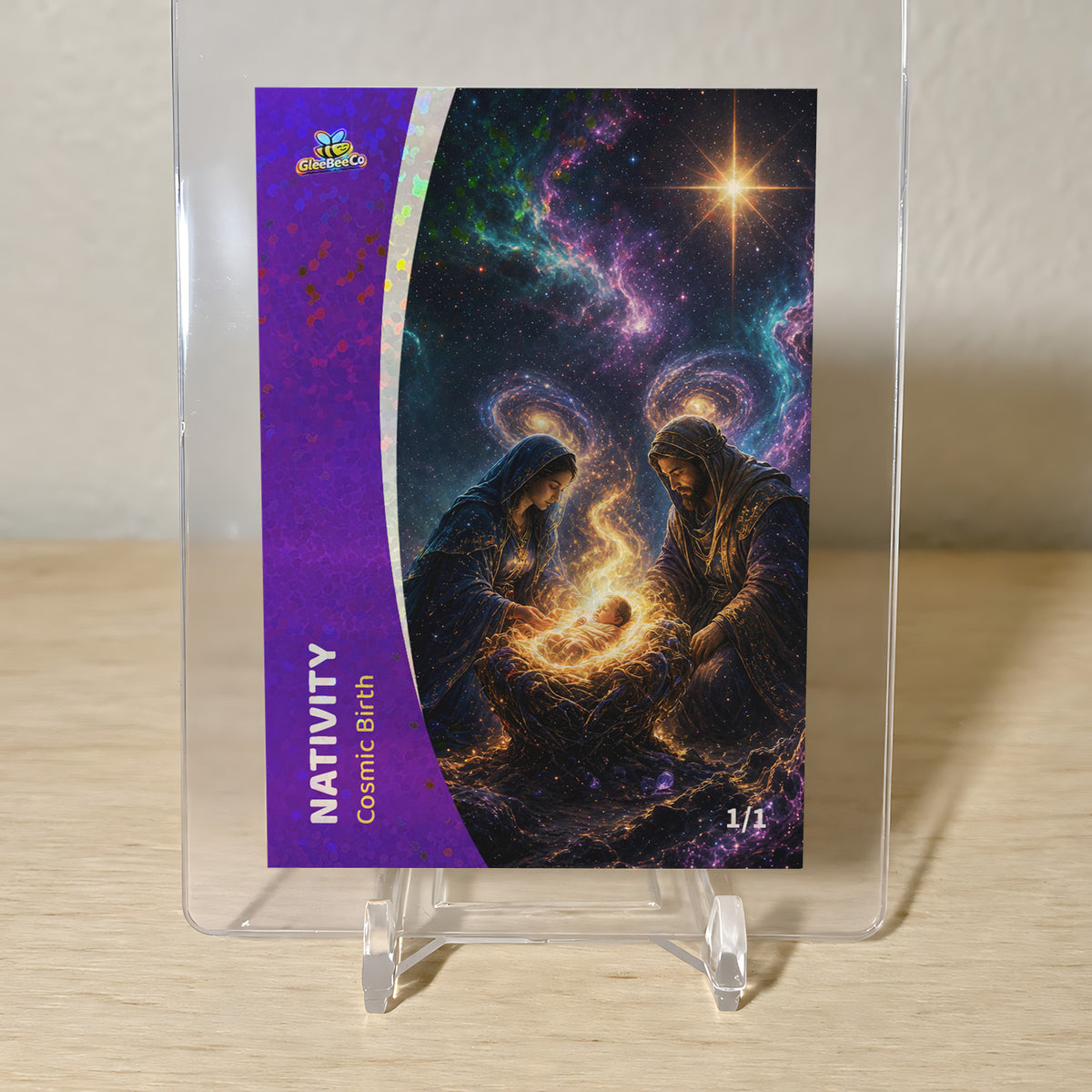 Nativity Card Cosmic Birth 2026 GleeBeeCo Sparkle 1/1