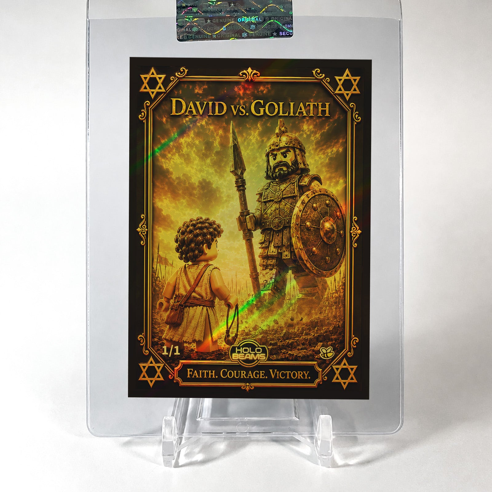 David vs Goliath Card Brick Figures *Gold Holo Beams* 2026 GleeBeeCo 1/1