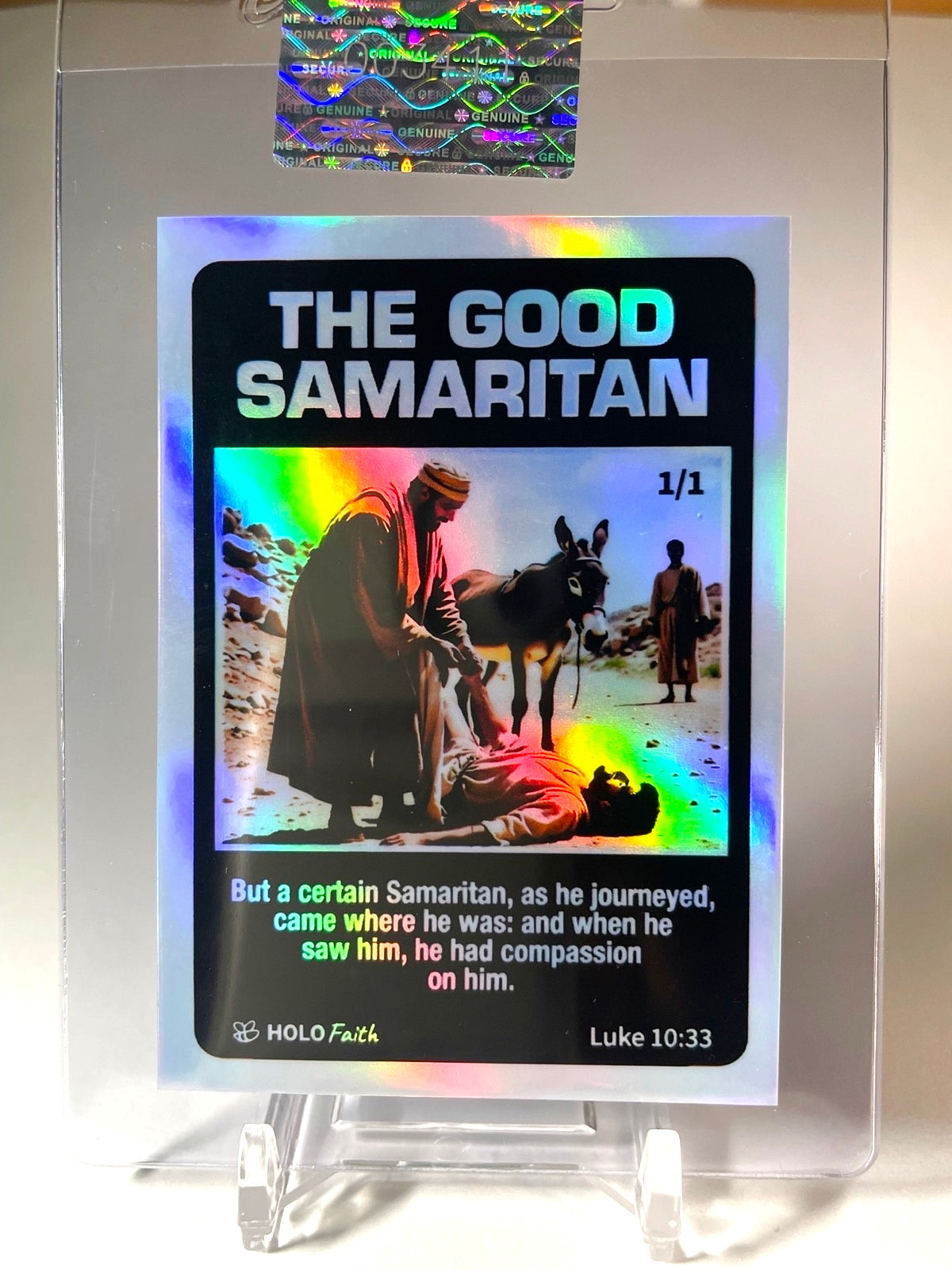 1/1 Good Samaritan card Jesus Parable Card Designer Auto GleeBeeCo Holo Faith