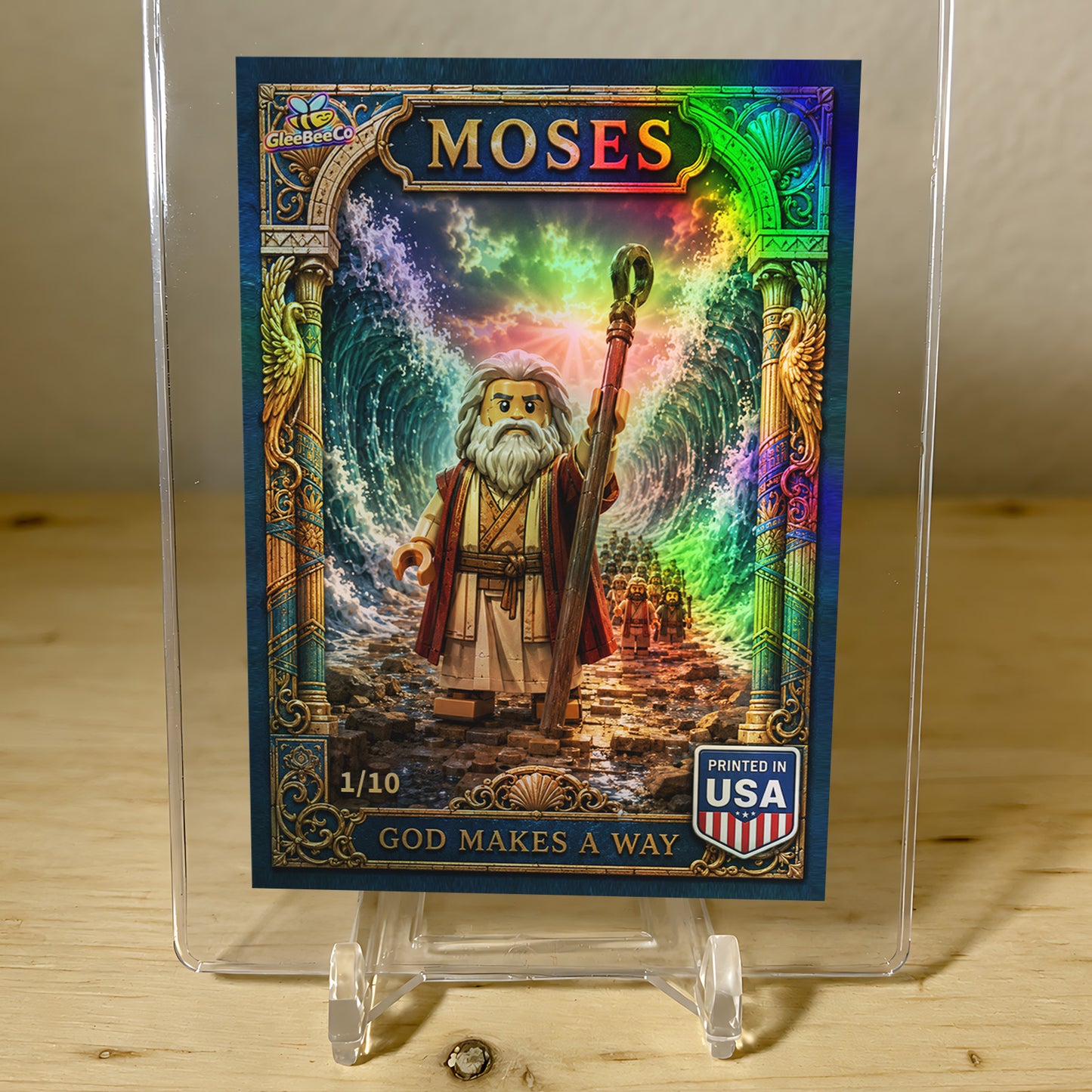 Brick Figure MOSES Card Crossing Red Sea 2026 GleeBeeCo Holo Faith /10