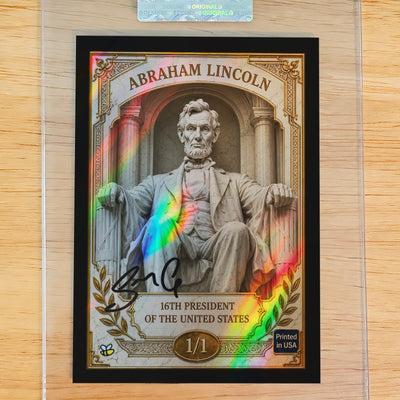 1/1 Abraham Lincoln Card Lincoln Memorial GleeBeeCo Holo Beams Designer Auto