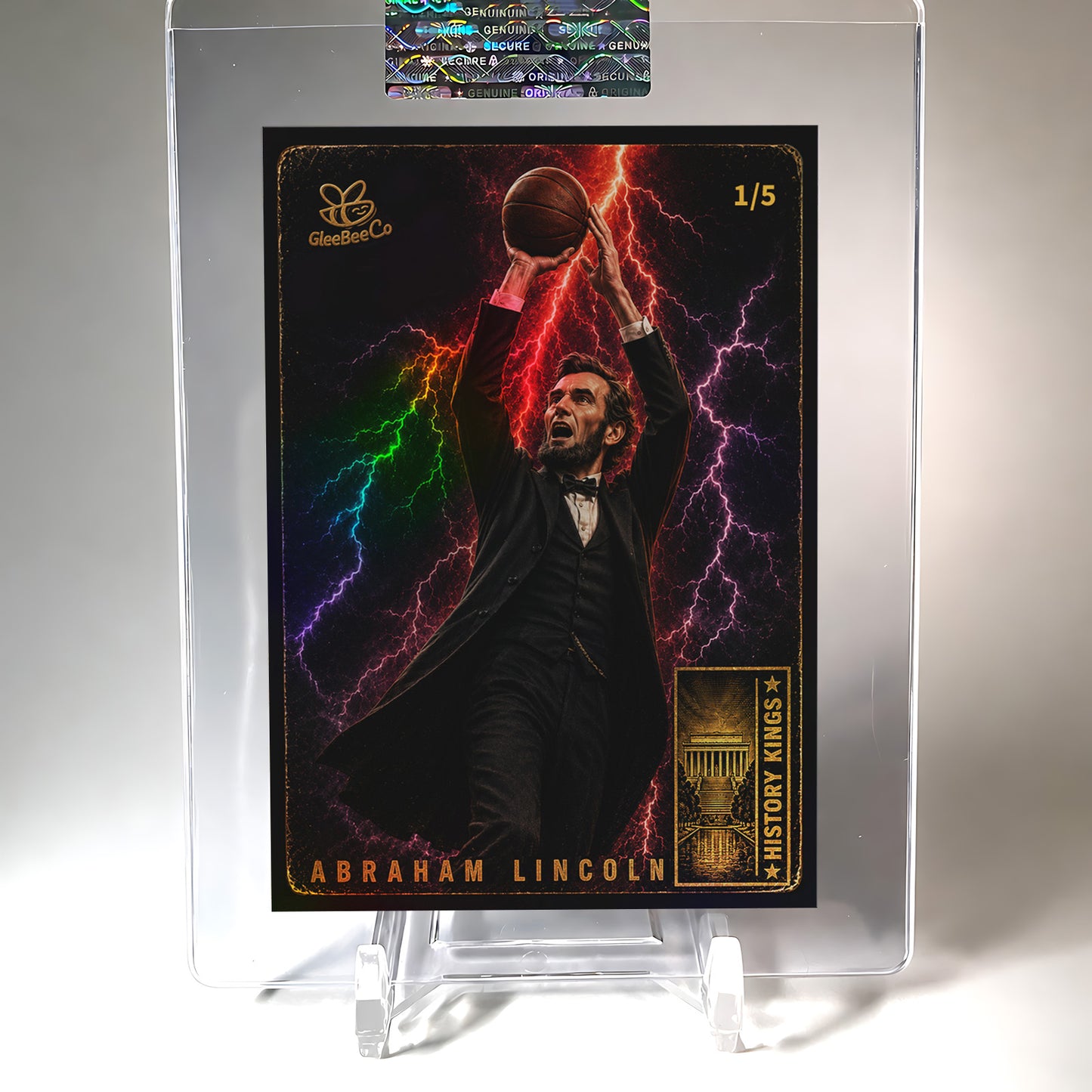 /5 ABRAHAM LINCOLN Basketball Card History Kings Lightning GleeBeeCo Holo Fun