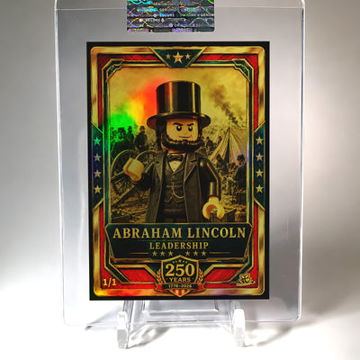 1/1 Abraham Lincoln Card Brick Figure Leadership 250 Years GleeBeeCo Holo GOLD