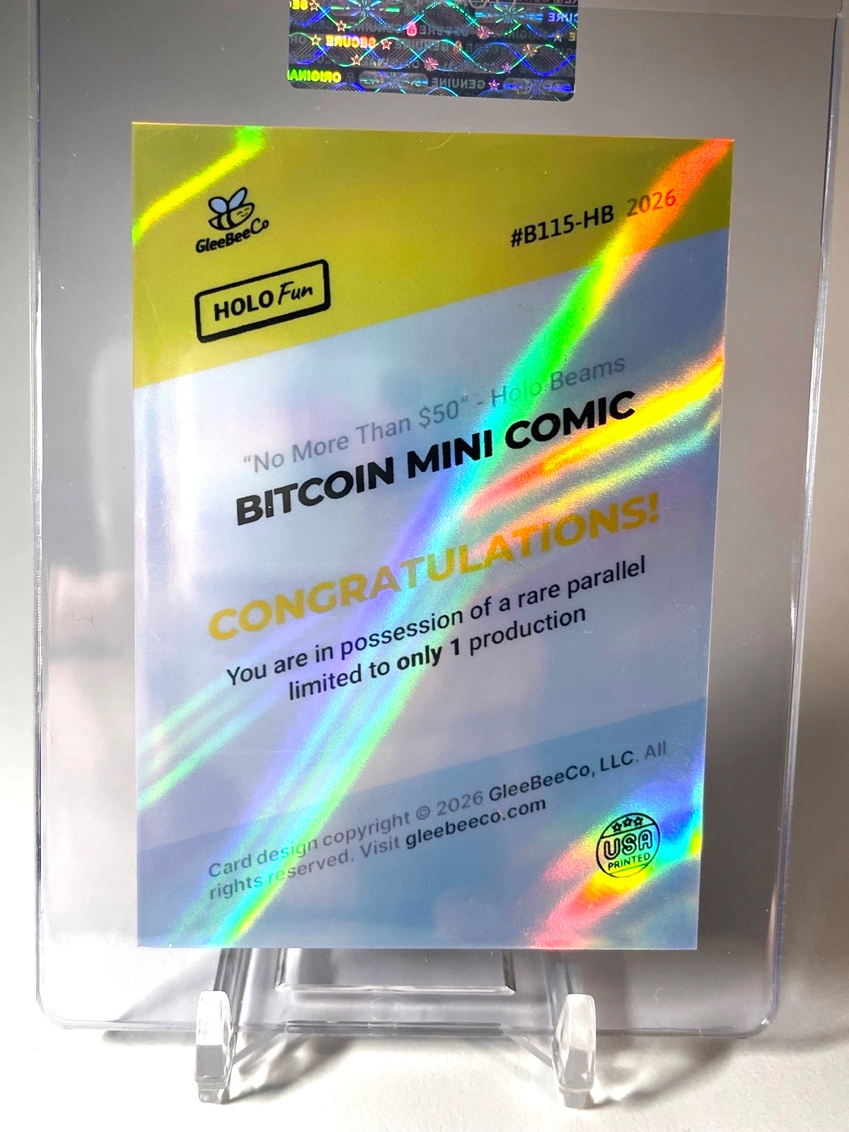 Bitcoin Mini Comic "No More Than $50" Supercar