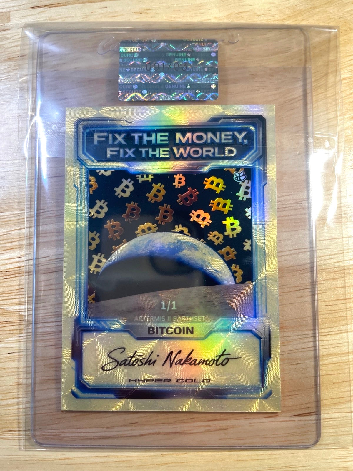 1/1 Bitcoin Card Fix Money Fix World GleeBeeCo Earthset HYPER GOLD Satoshi Sig
