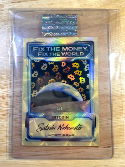 1/1 Bitcoin Card Fix Money Fix World GleeBeeCo Earthset HYPER GOLD Satoshi Sig