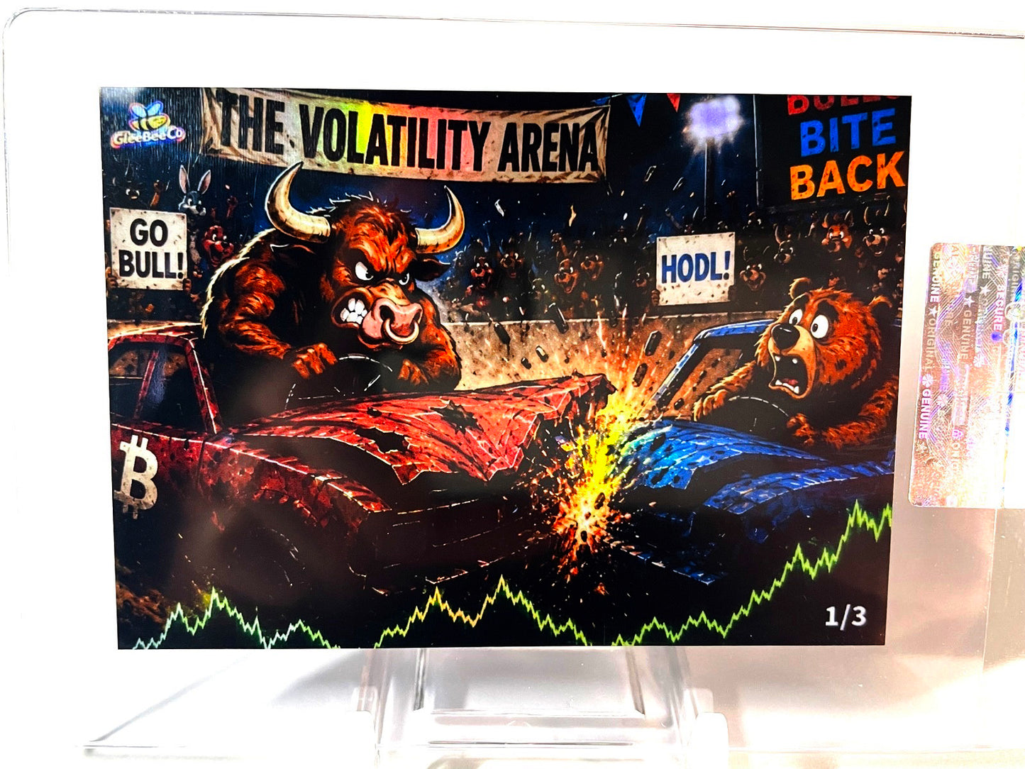 BITCOIN Card Demolition Derby Bull : Bear Volatility Arena GleeBeeCo Holo Fun /3