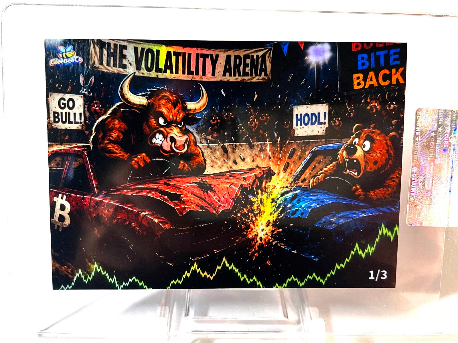 BITCOIN Card Demolition Derby Bull : Bear Volatility Arena GleeBeeCo Holo Fun /3